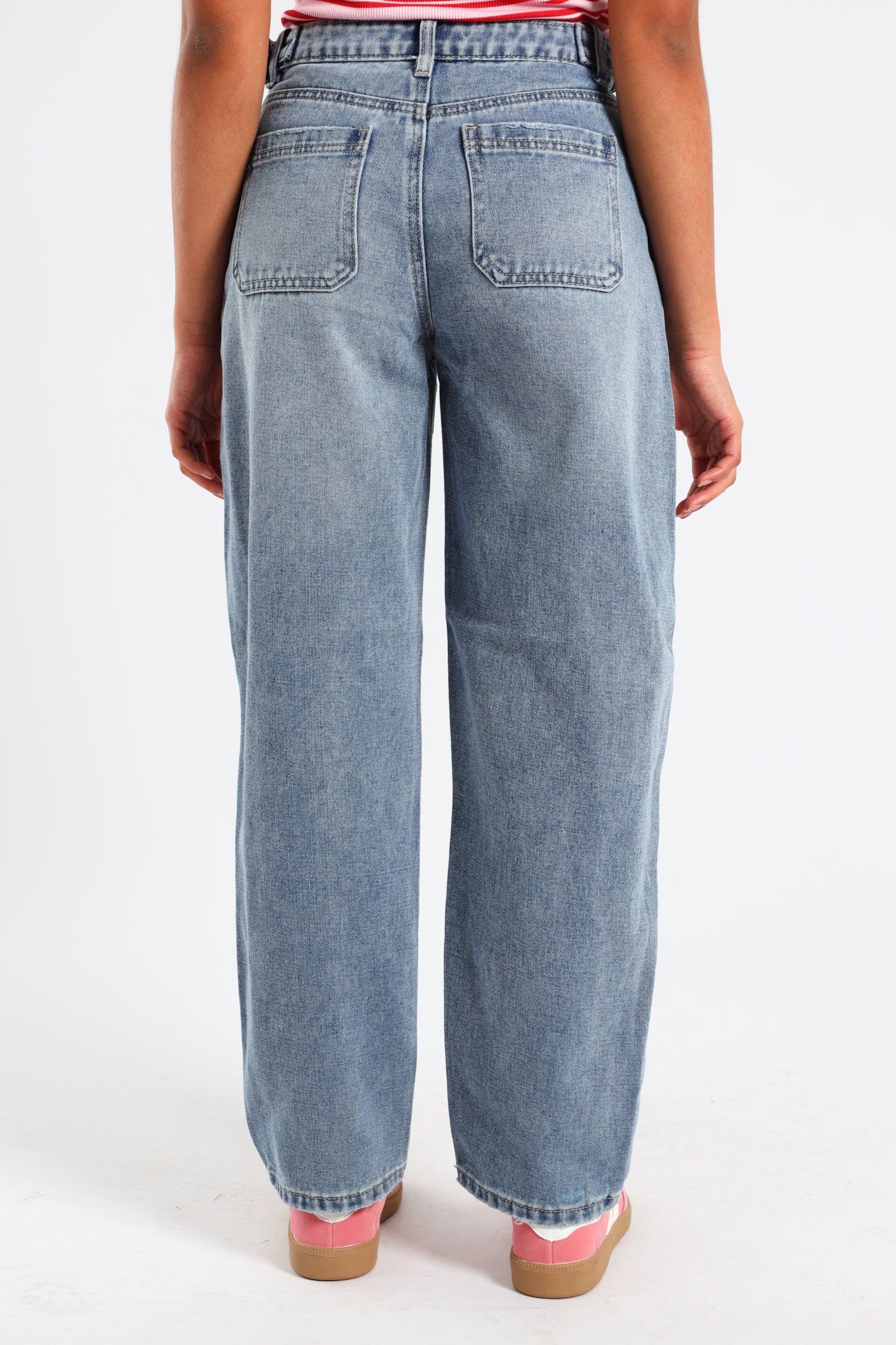 Girls Balloon Fit Denim Jeans - Dark Blue - Image 4