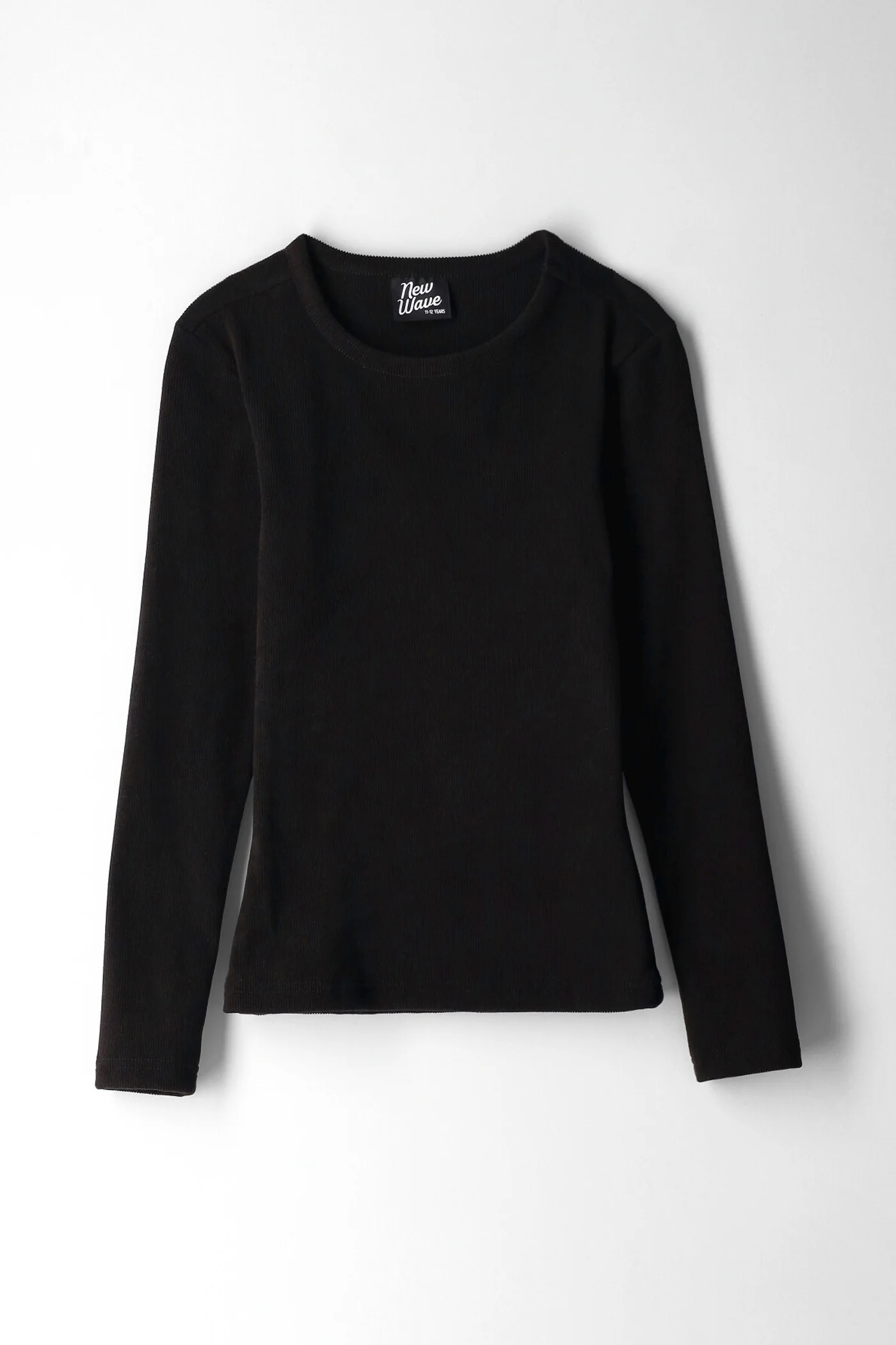 Girls Basic Ribbed Long Sleeve Tee - Black