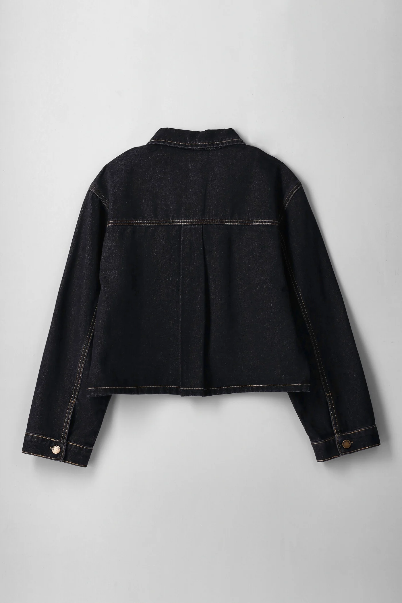 Girls Collared Patch Pocket Boxy Shacket - Black - Image 2