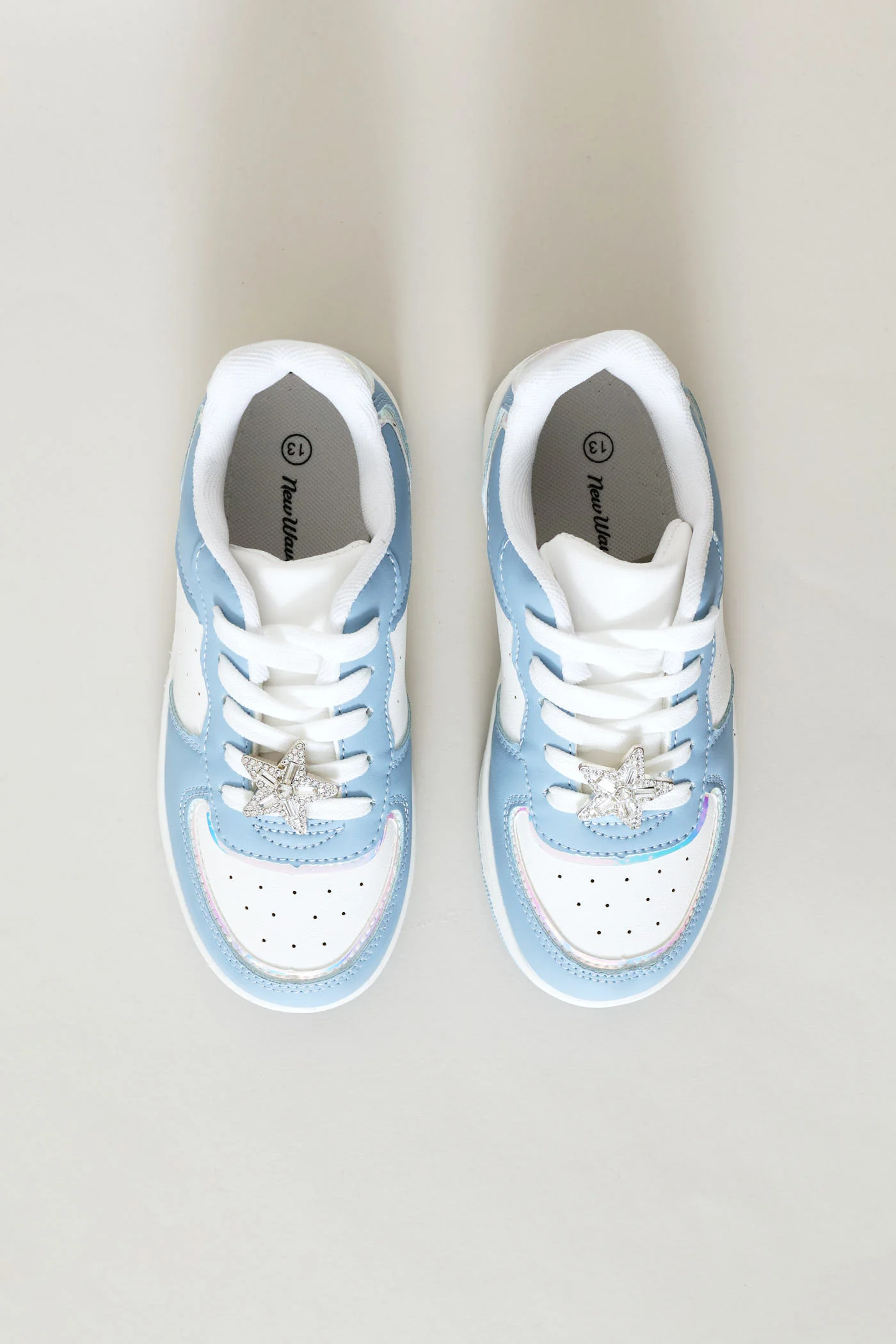Girls Embellished Court Sneaker - Blue/White