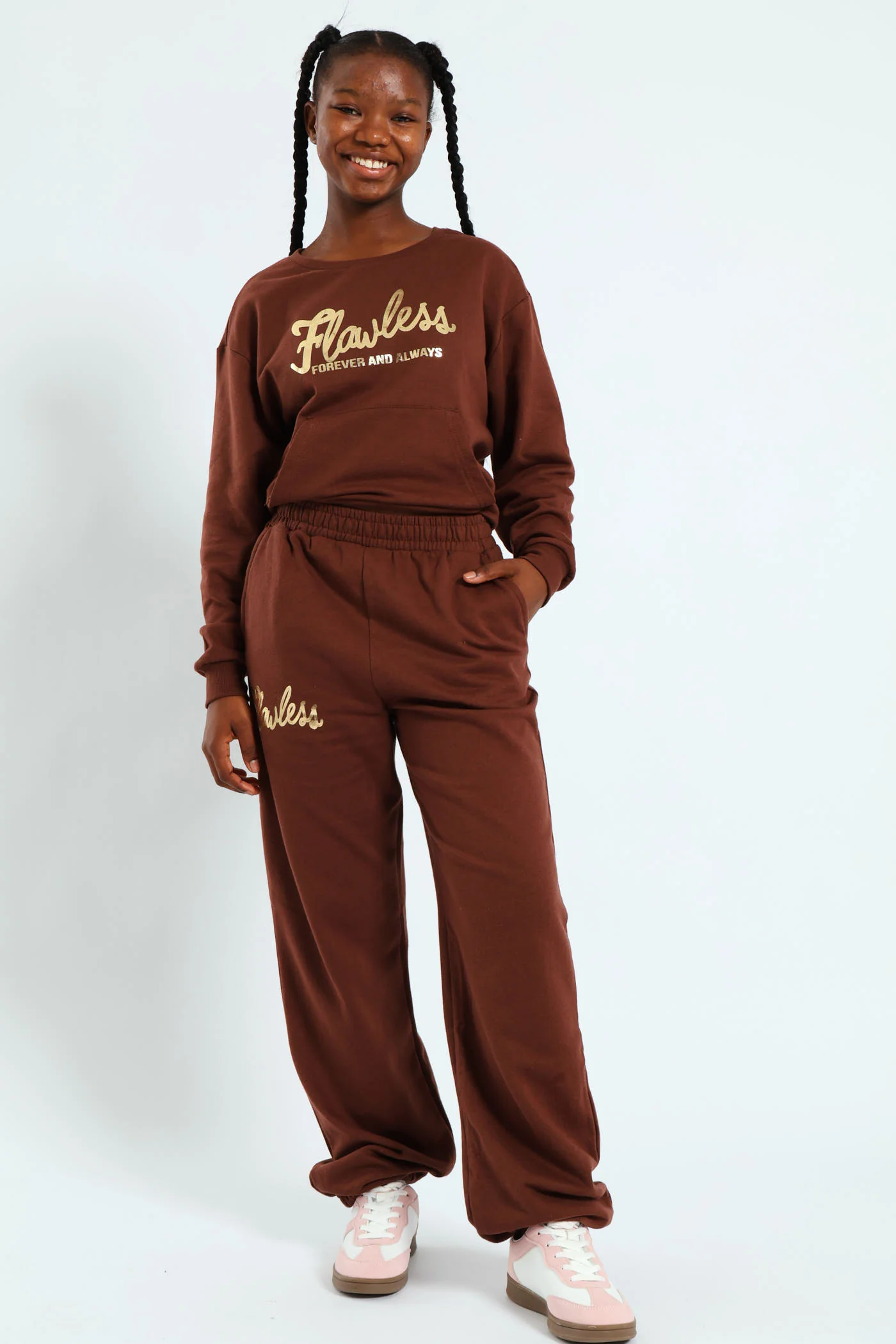 Girls Flawless Fleece Jogger - Brown - Image 4