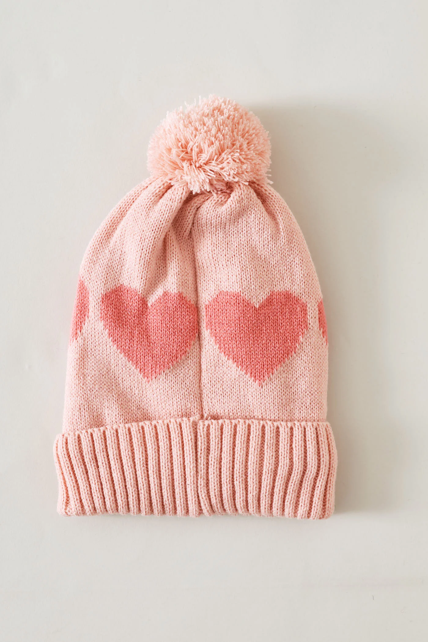 Girls Hearts Beanie - Pink - Image 2