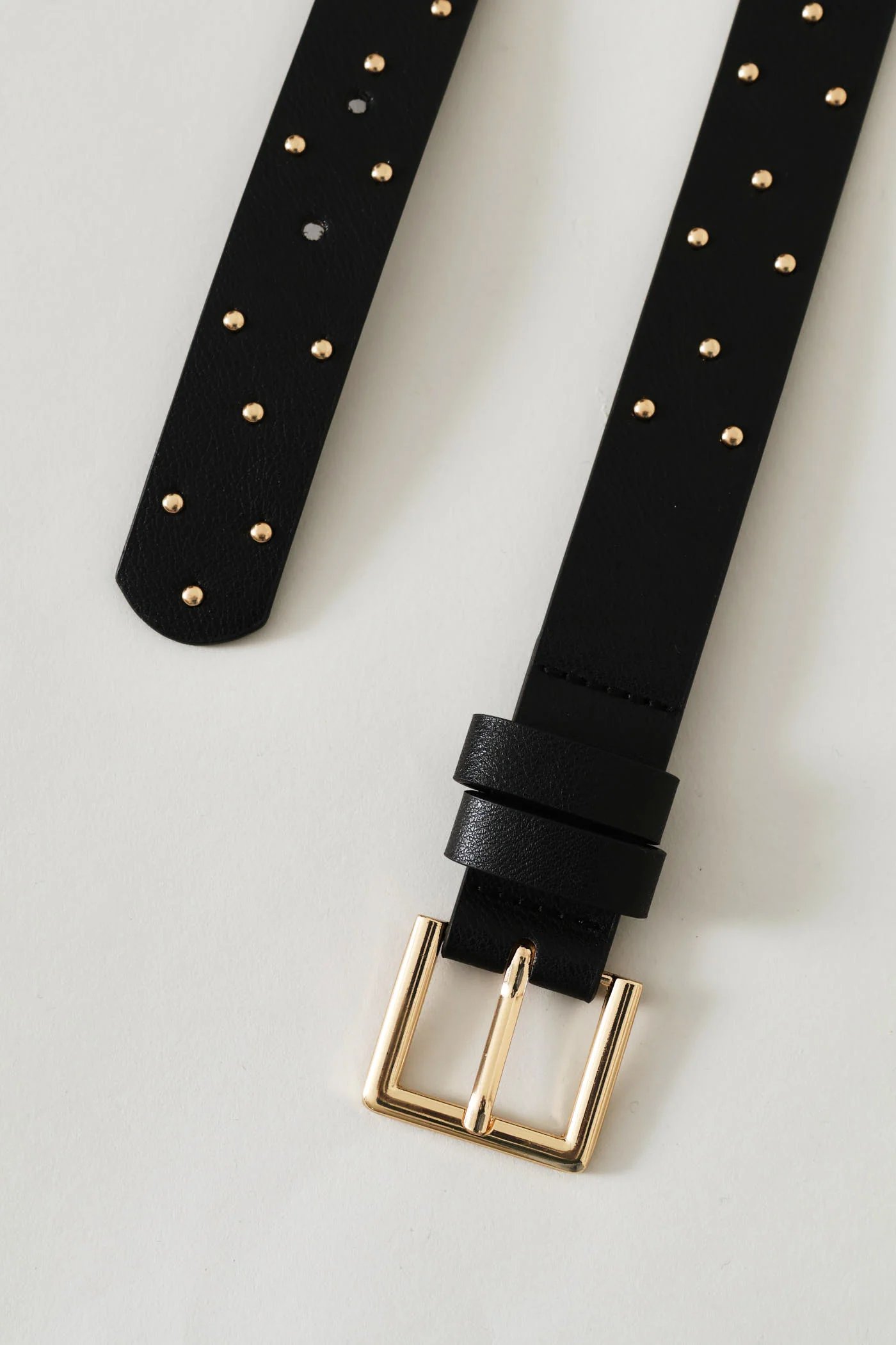Gold Stud & Buckle Jean Belt - Black - Image 2