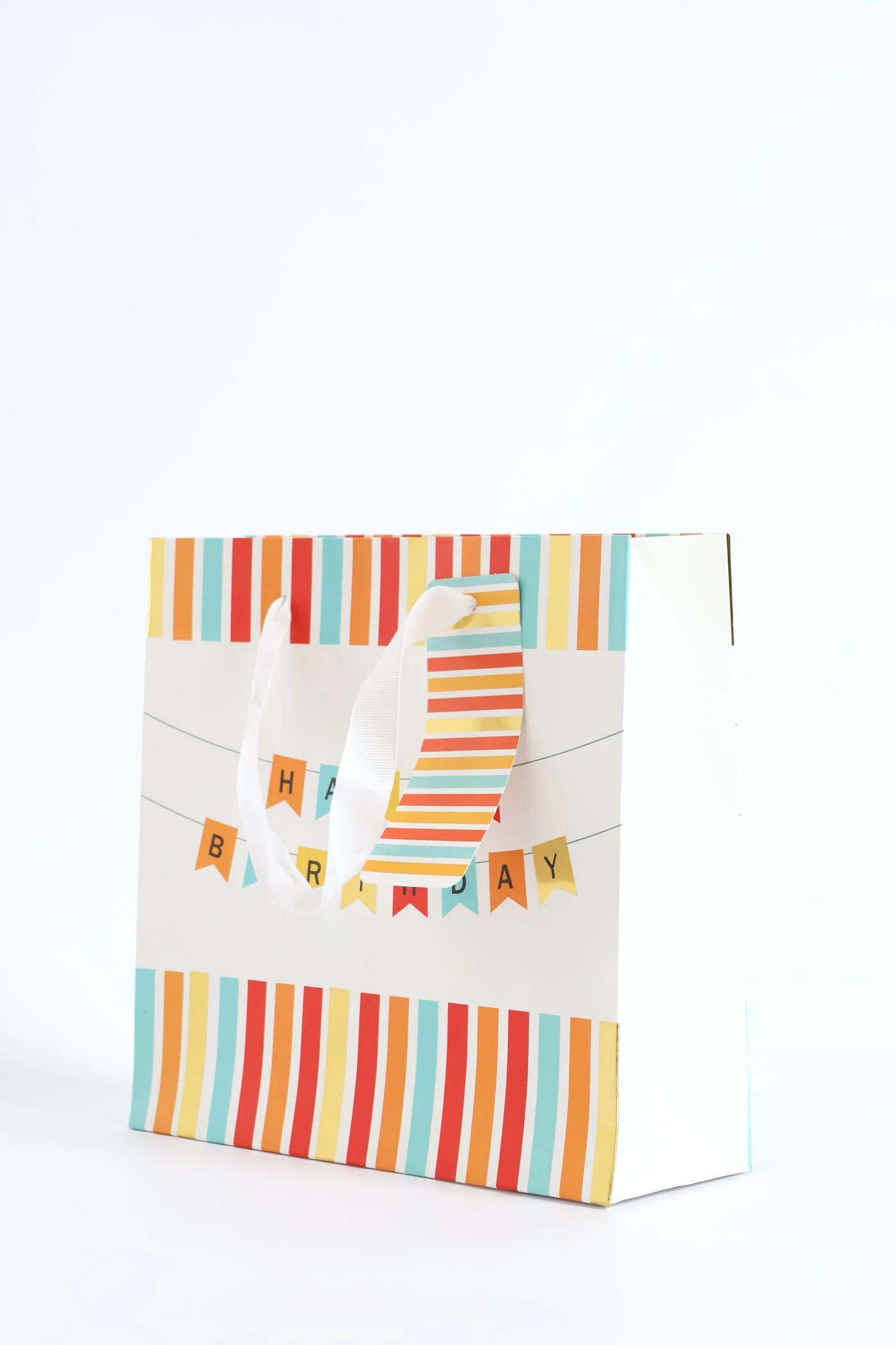 Small Happy Birthday Banner Gift Bag - Orange - Image 2