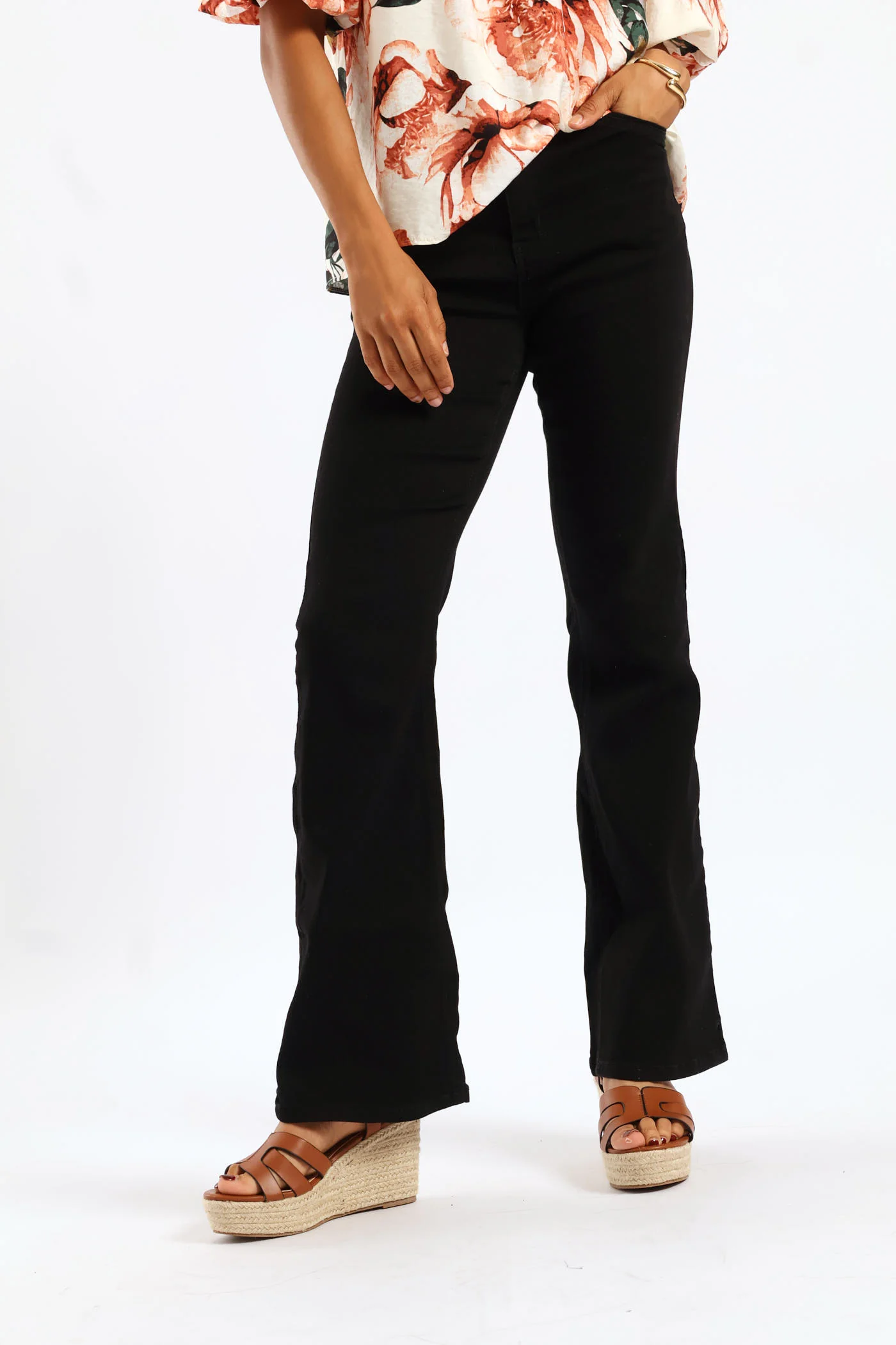 High Waist Bootleg Jean - Black - Image 2