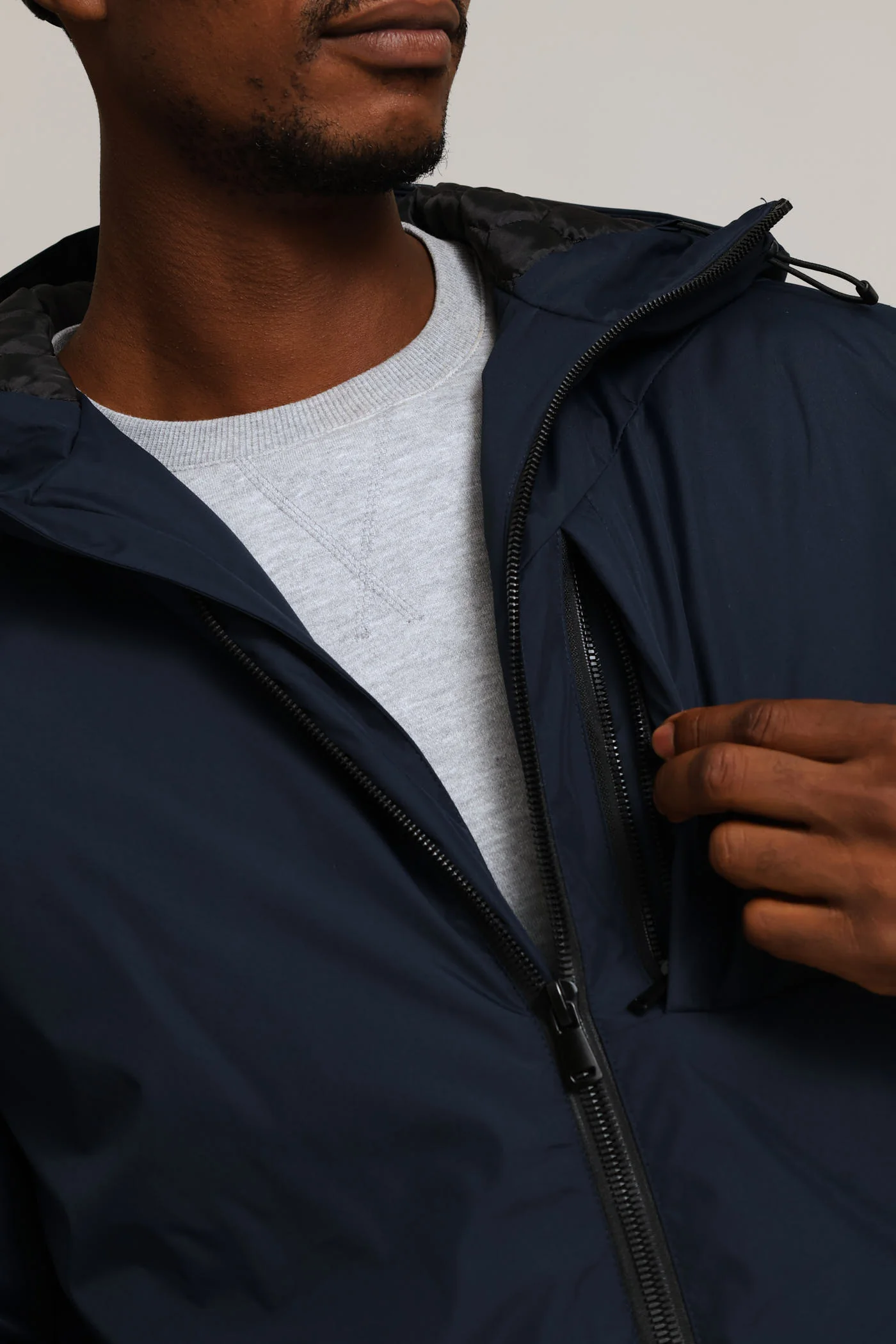 Hooded Shell Jacket - Navy - Image 5