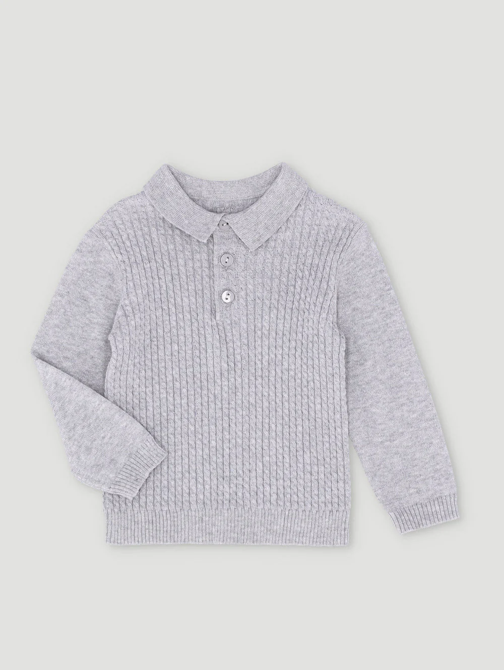 Keedo Baby Boys Cable Knit Smart Polo Top - Grey