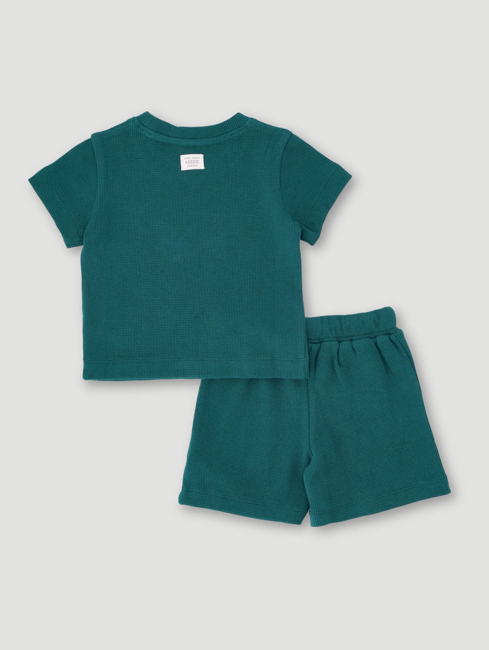 Keedo Baby Boys Waffle Tee & Short Set - Teal - Image 2