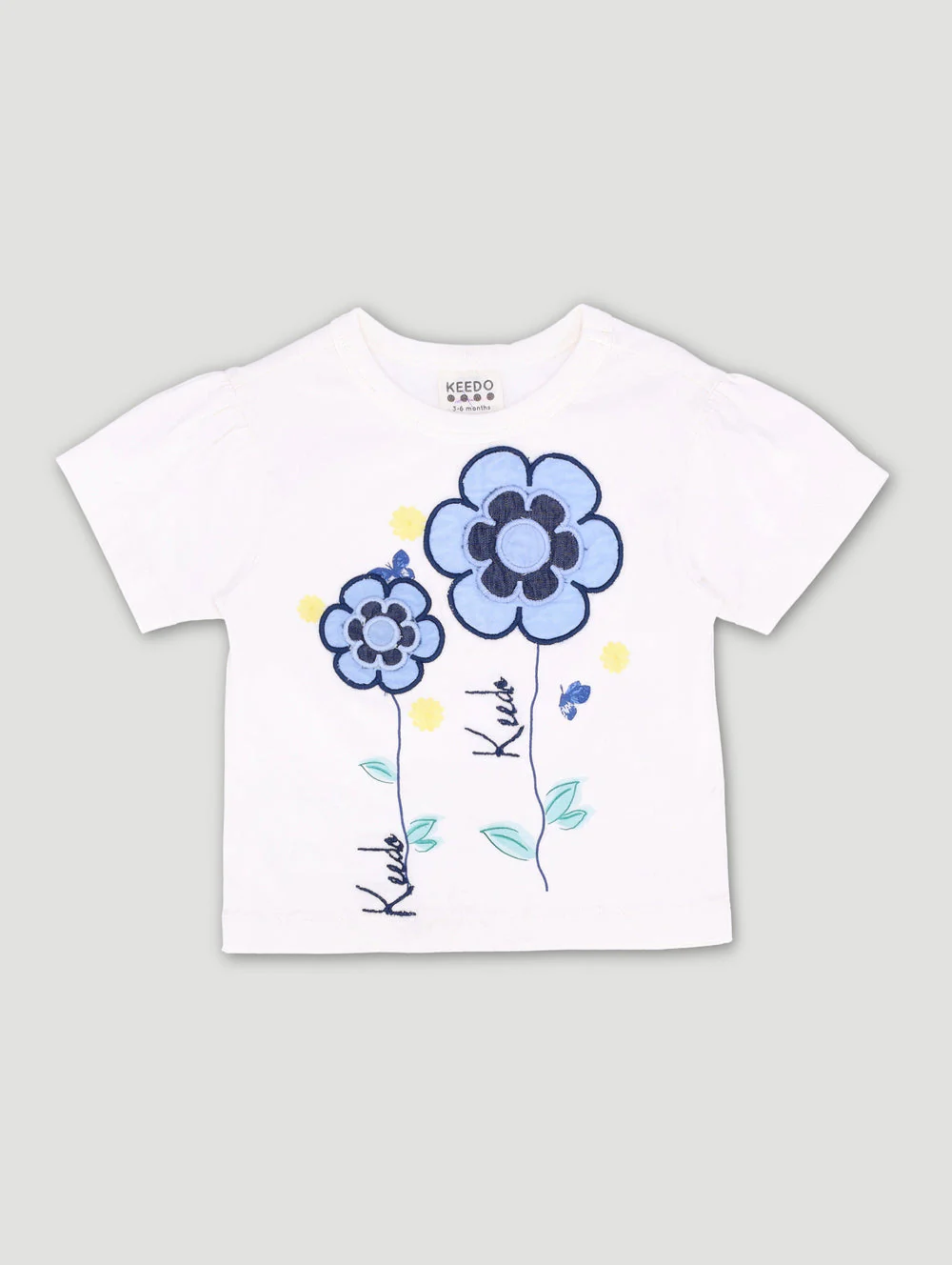 Keedo Baby Girls Heart Embroidery Baby Fashion Tee - White
