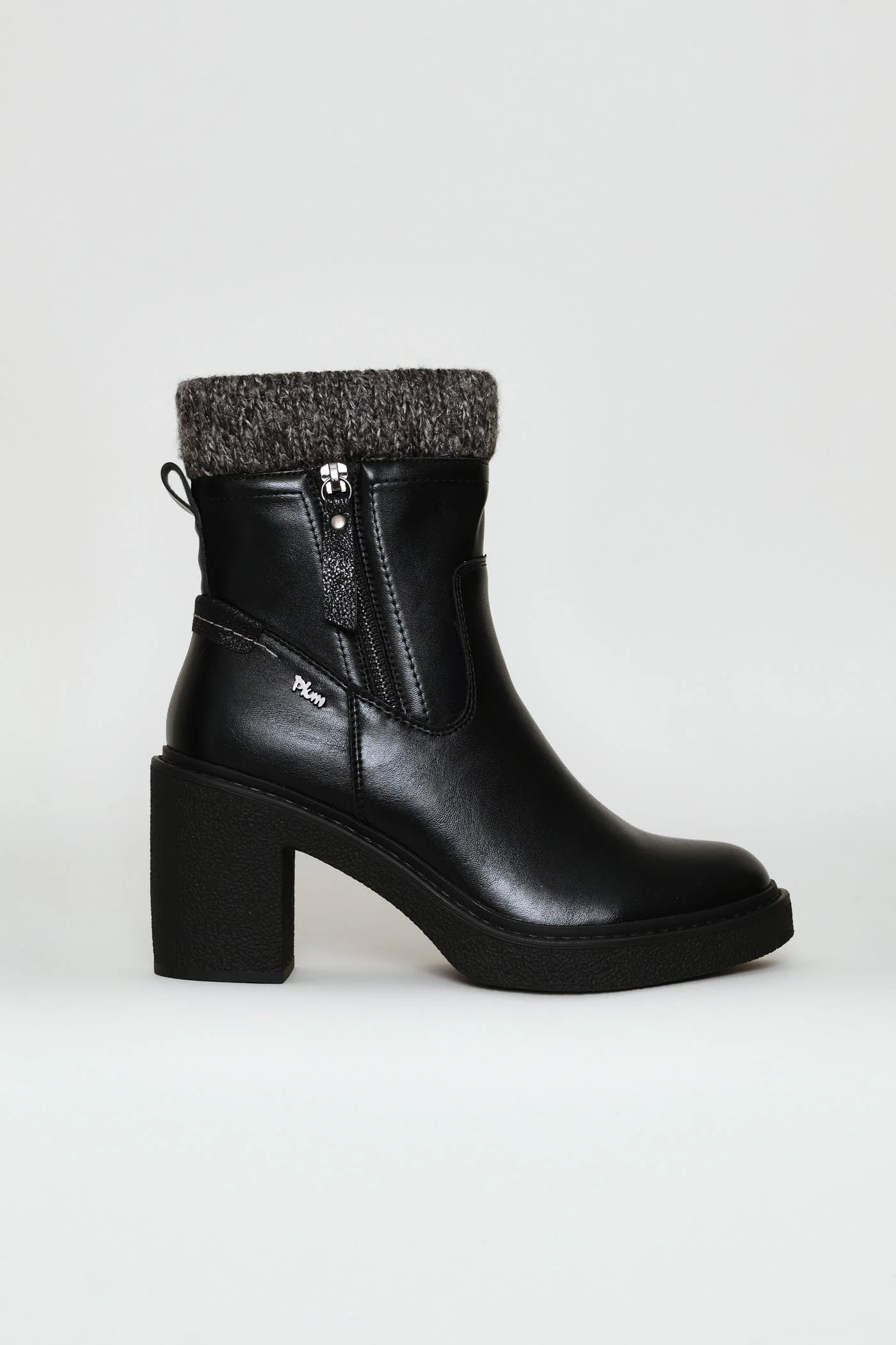Knit Trim Boot - Black - Image 3