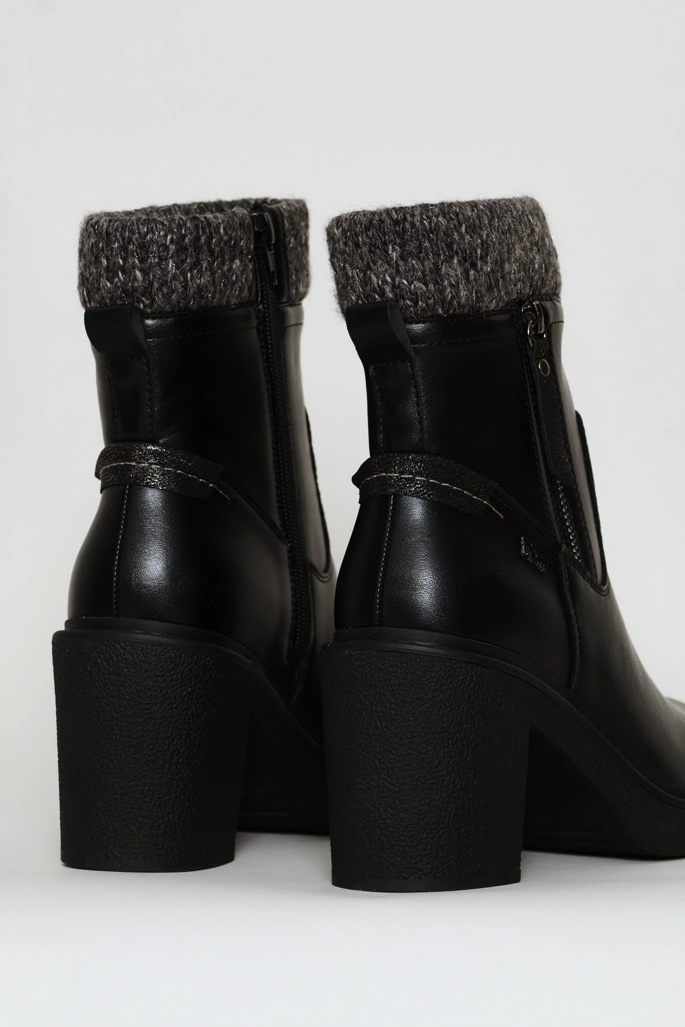 Knit Trim Boot - Black - Image 5