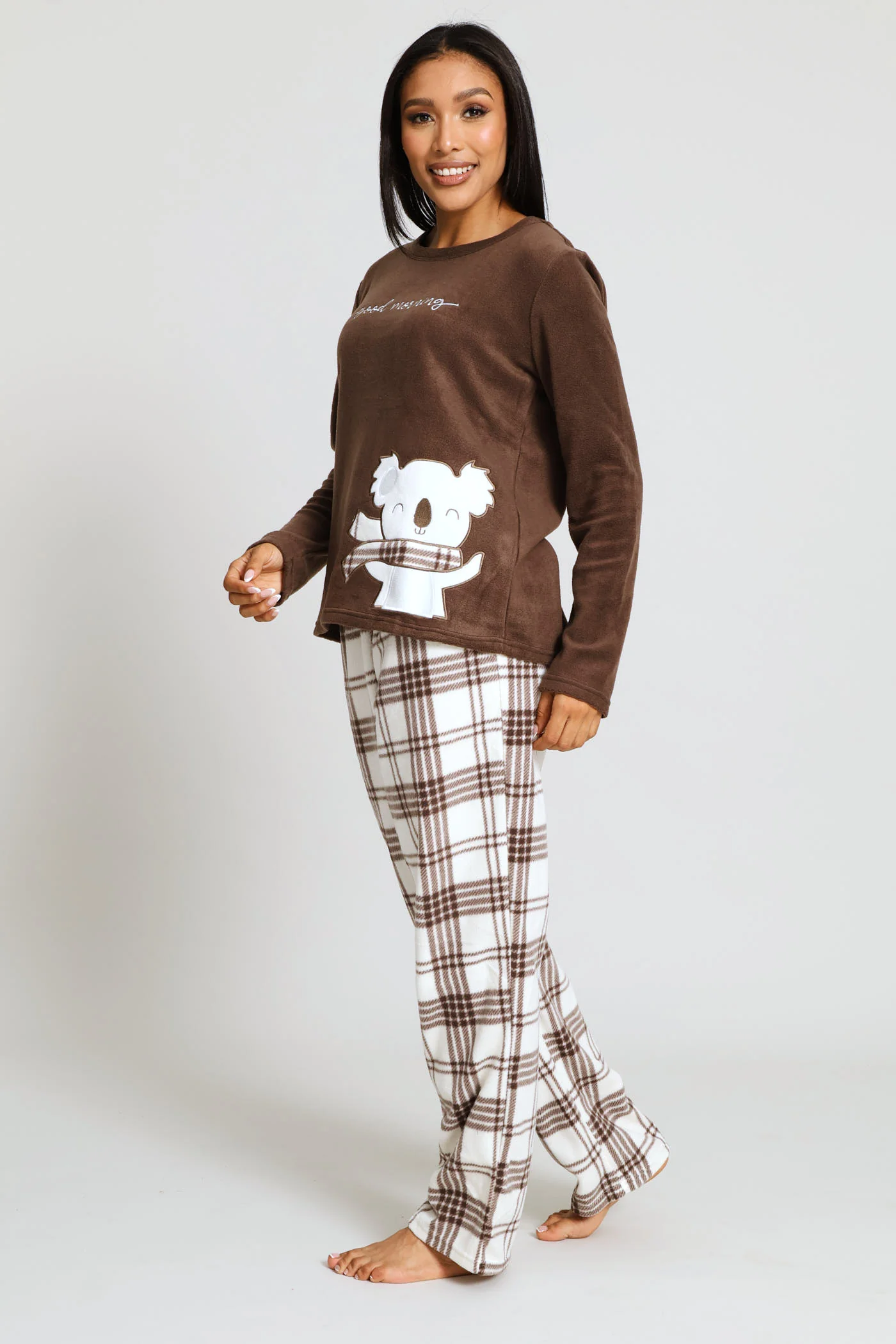 Koala Check Polar Fleece Set - Dark Brown - Image 4