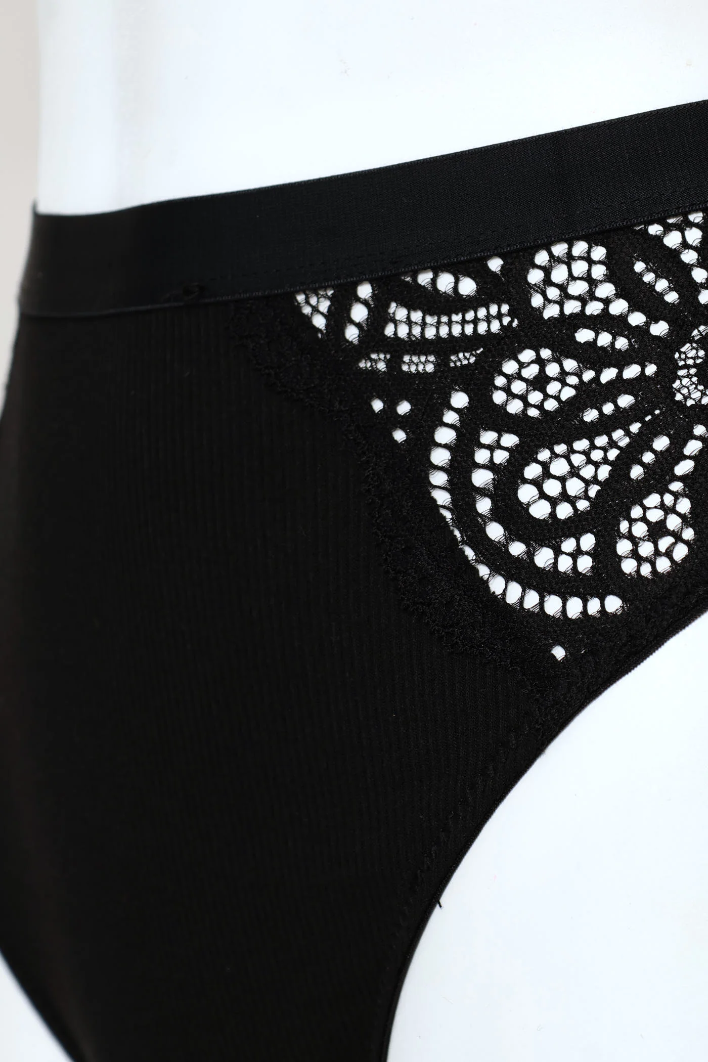 Lace Hi-Cut Panty - Black - Image 3
