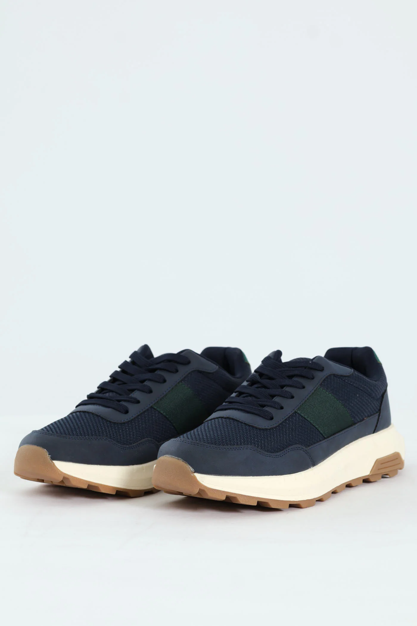 Lace Up Retro Stripe Trainer - Navy - Image 5