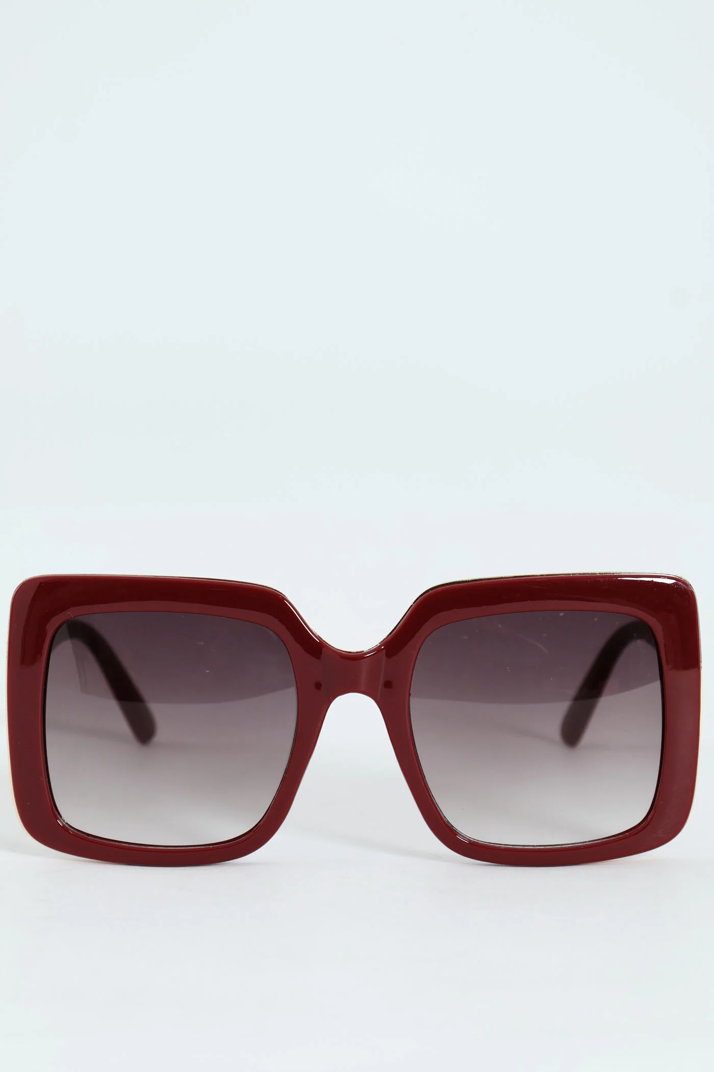 Large Square Smoke Gradient Sunglasses - Burgundy