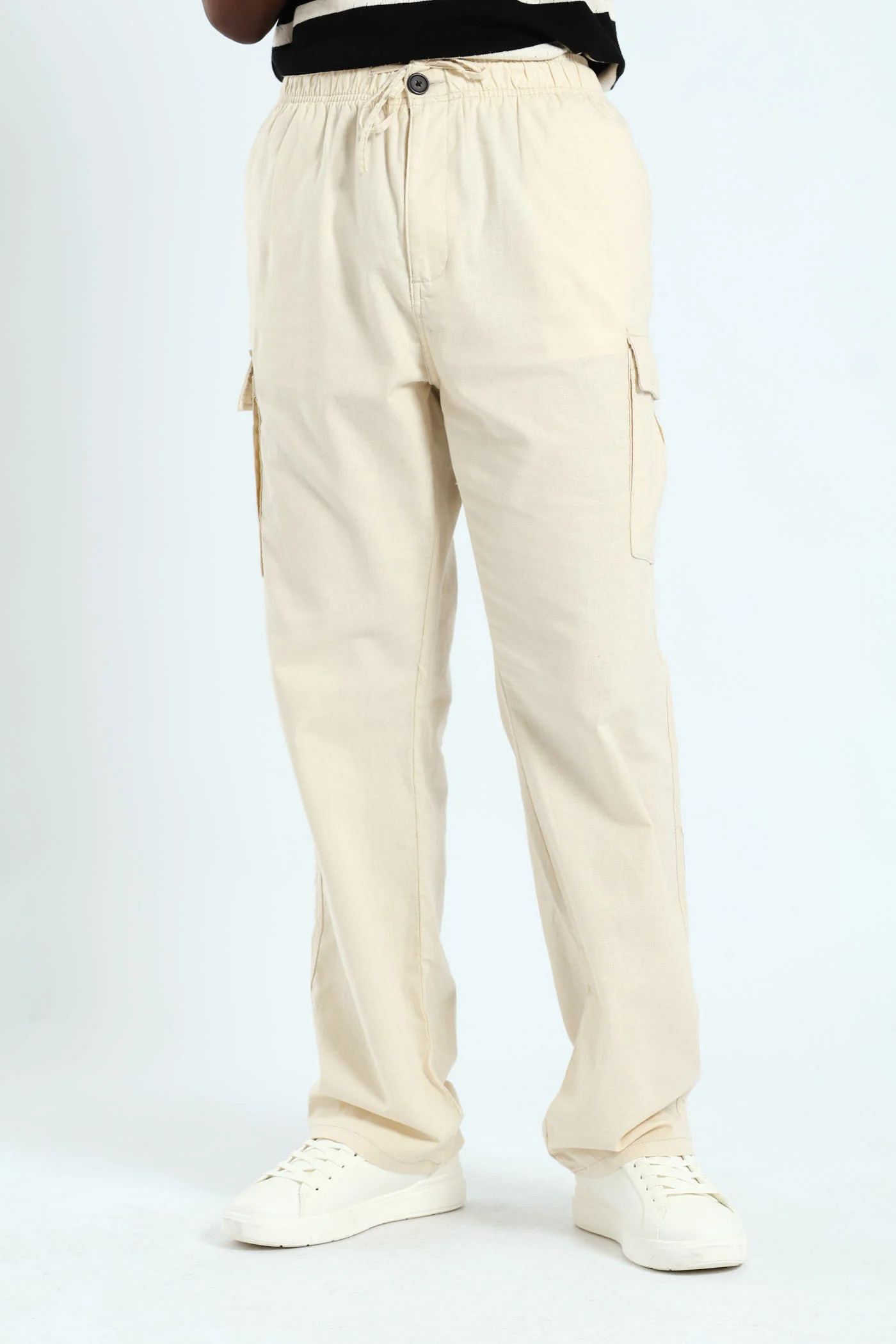 Linen Cargo Pants - Stone