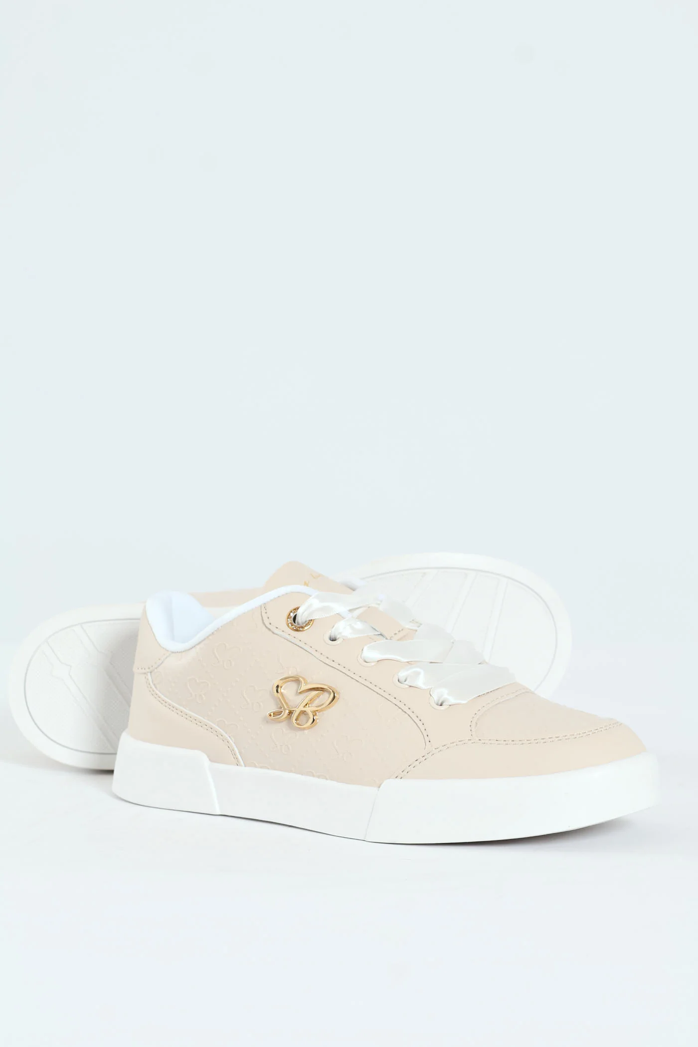 Logo Platform Embossed Lace Up Sneaker - Stone - Image 7