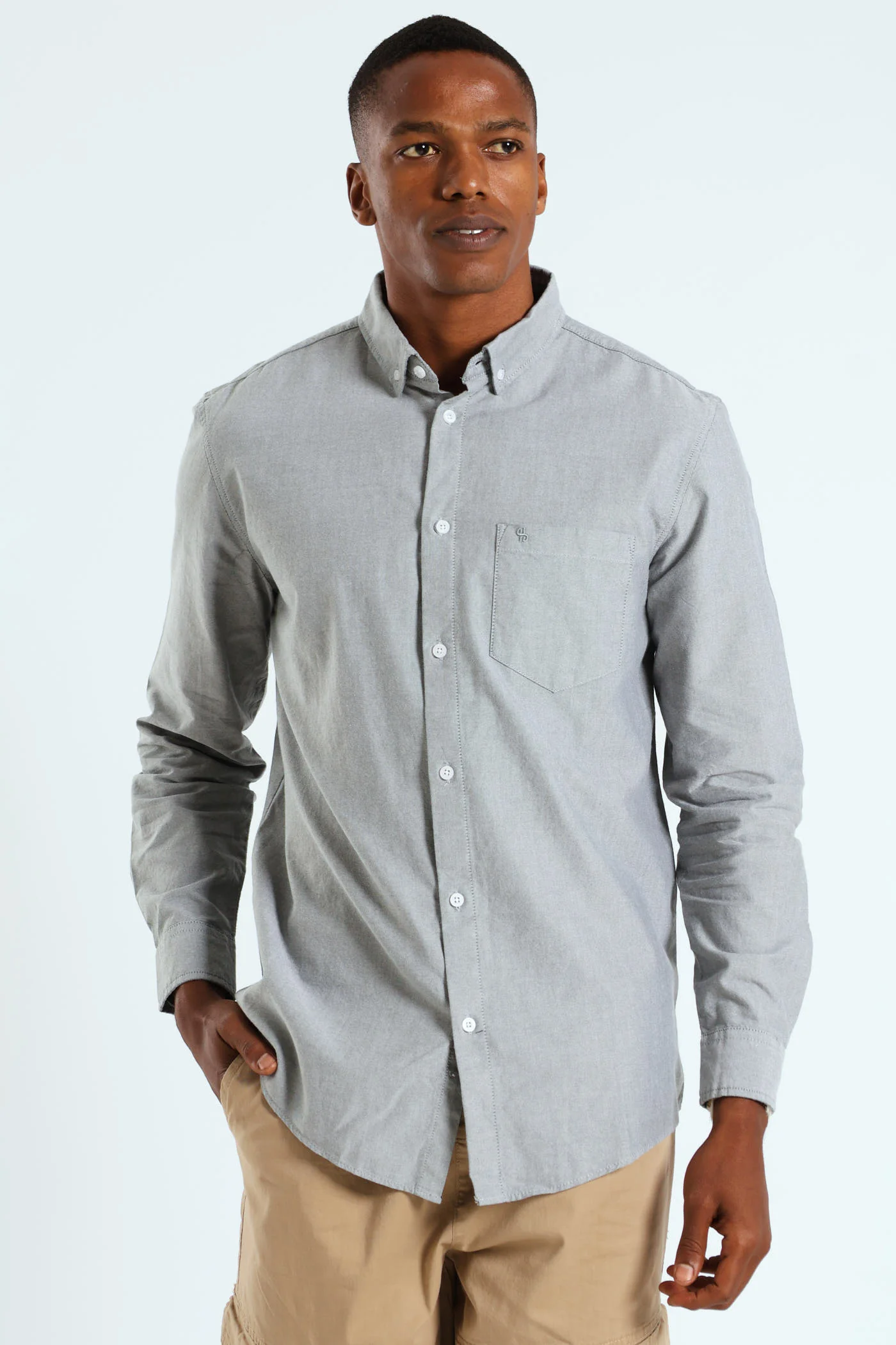 Long Sleeve Oxford Shirt - Green Grey - Image 5