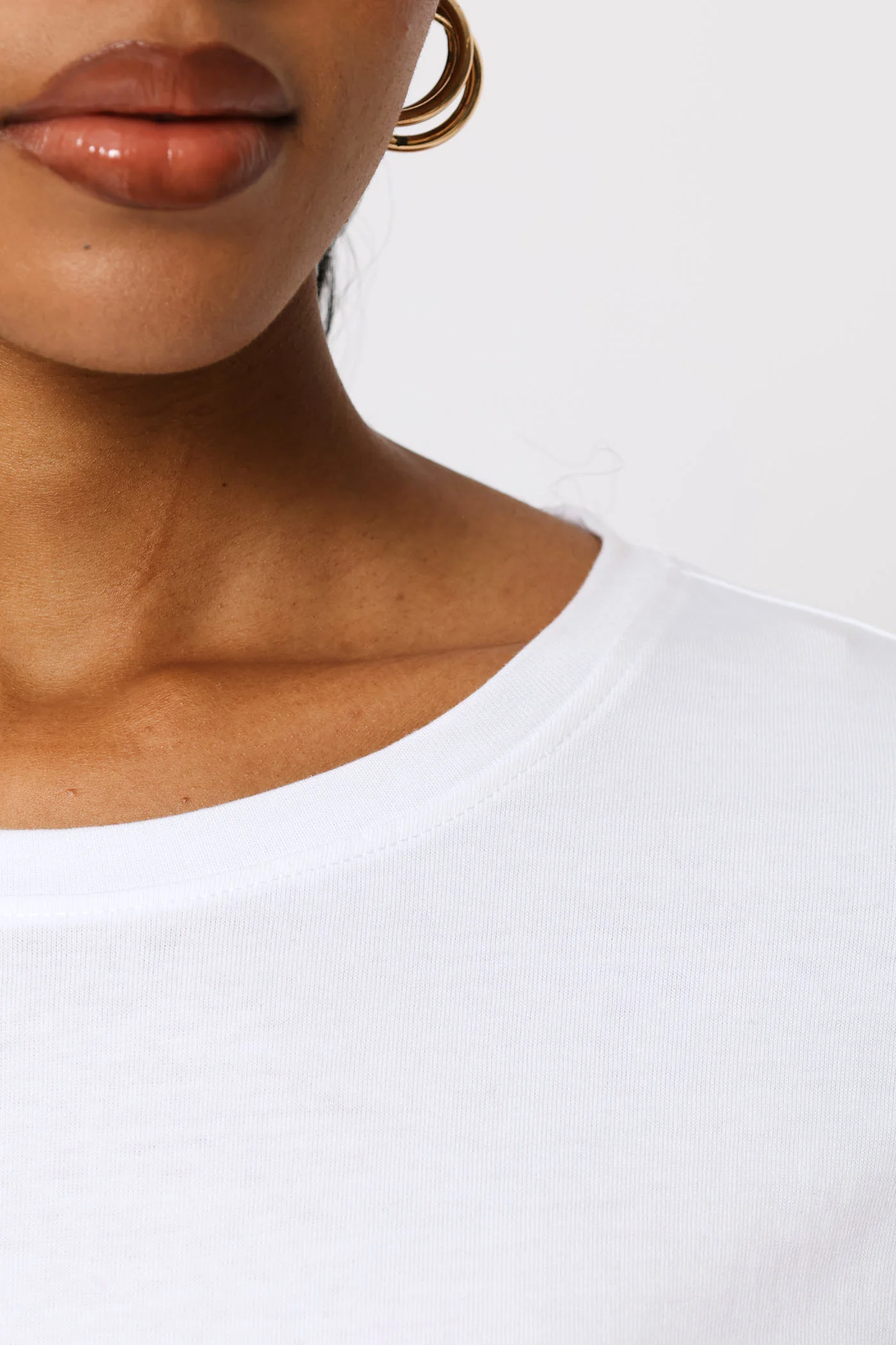 Long Sleeve Cotton Crew Tee - White - Image 2