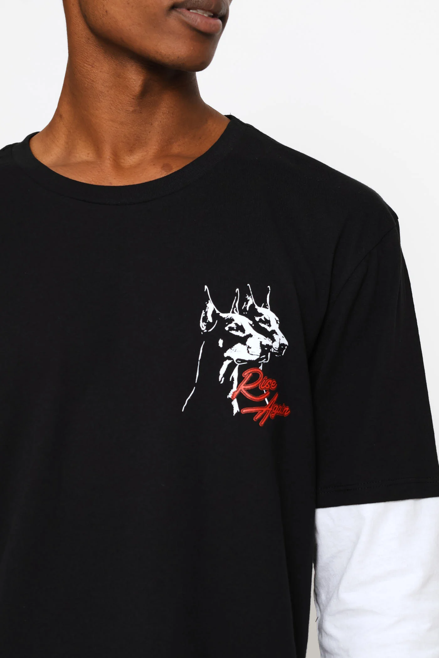 Long Sleeve Dog Print Tee - Black - Image 2