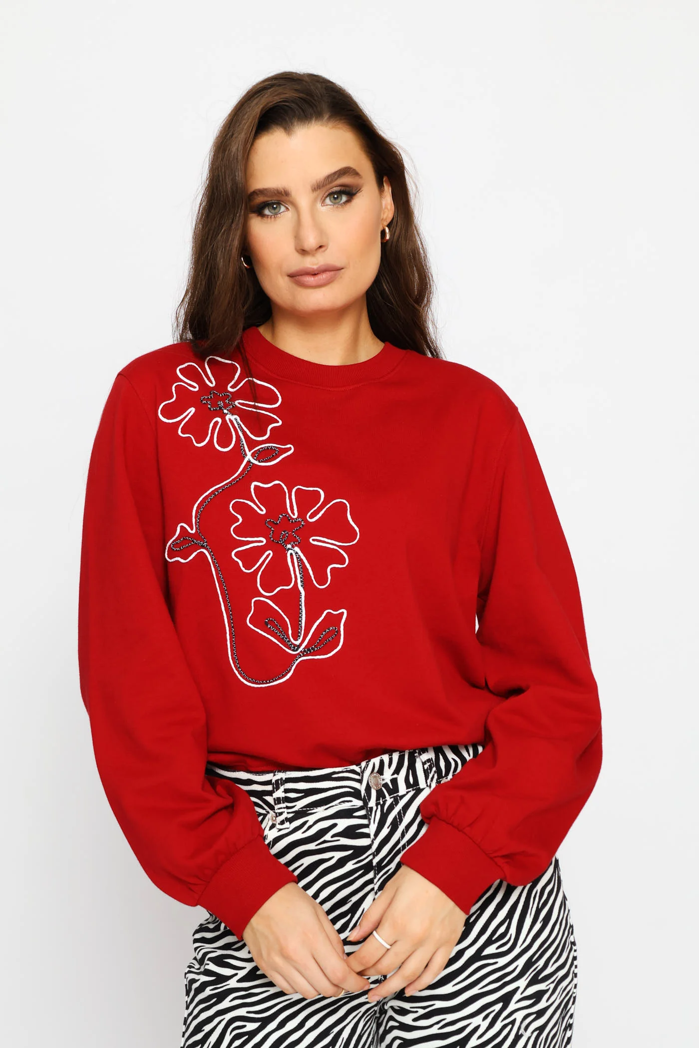 Long Sleeve Floral Cornelli Pullover - Rust - Image 3
