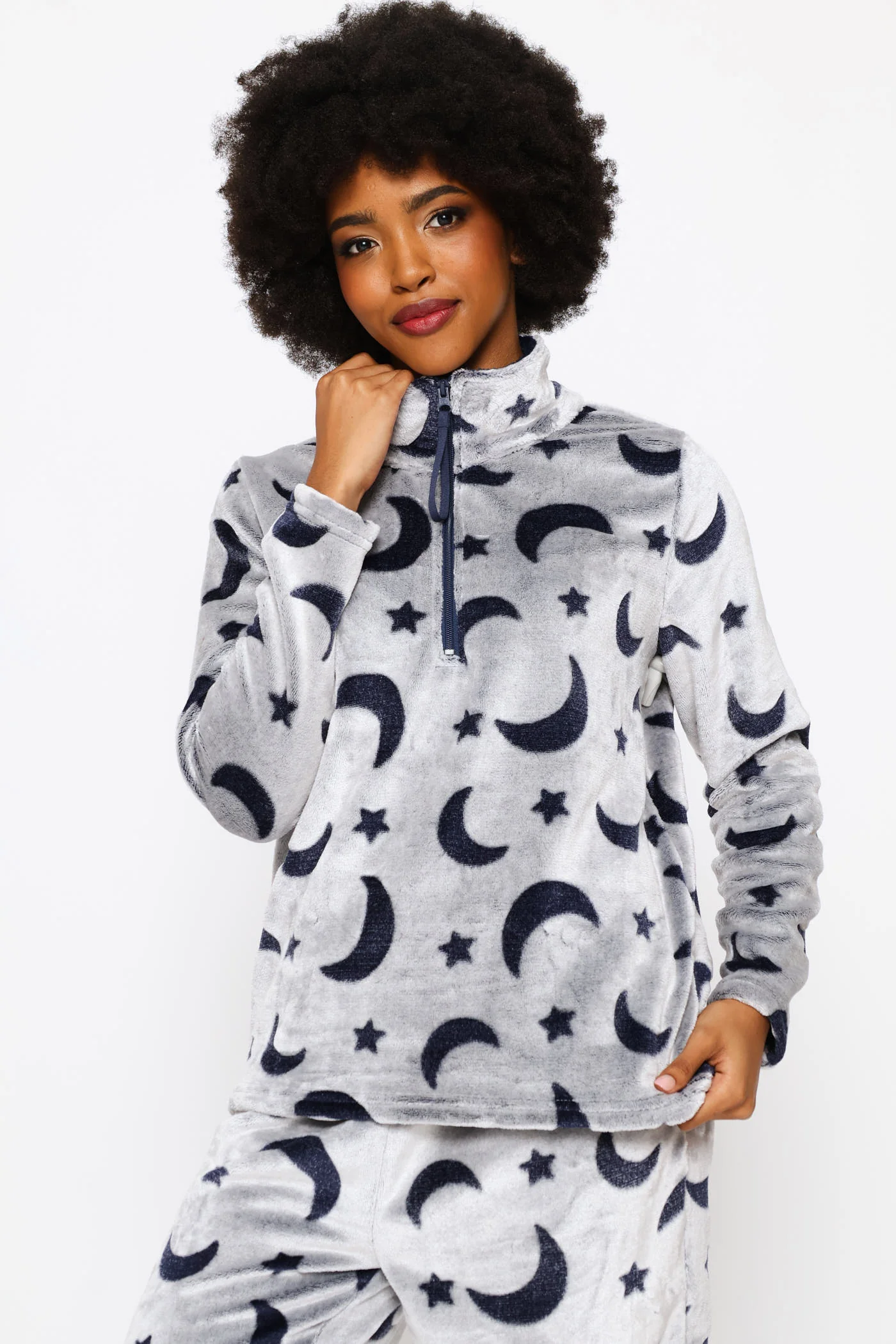 Long Sleeve Funnel Neck Quarter Zip Cosy Set - Navy - Image 4