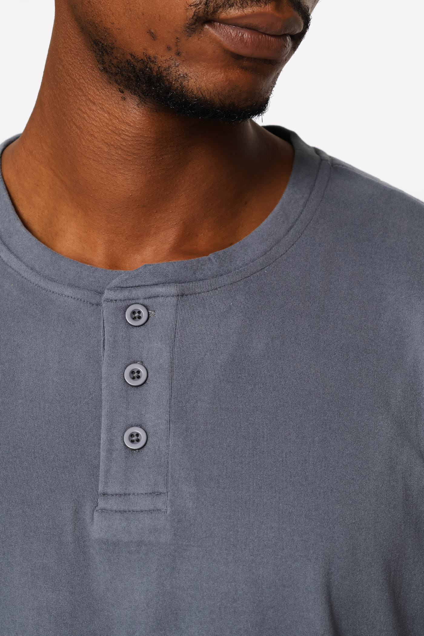 Long Sleeve Henley Interlock Top - Indigo - Image 2