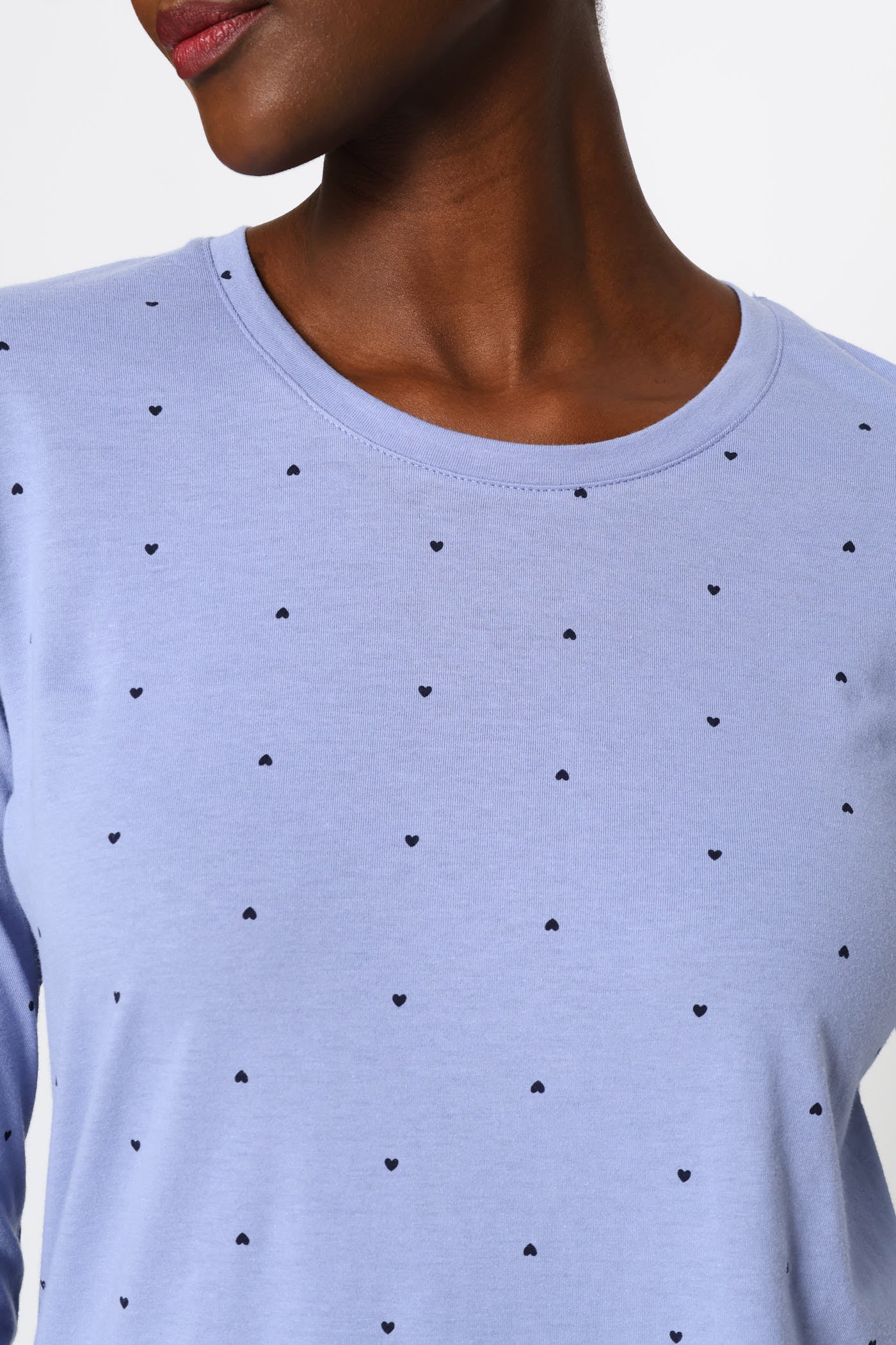Long Sleeve Printed Knit Tee - Dark Blue - Image 2