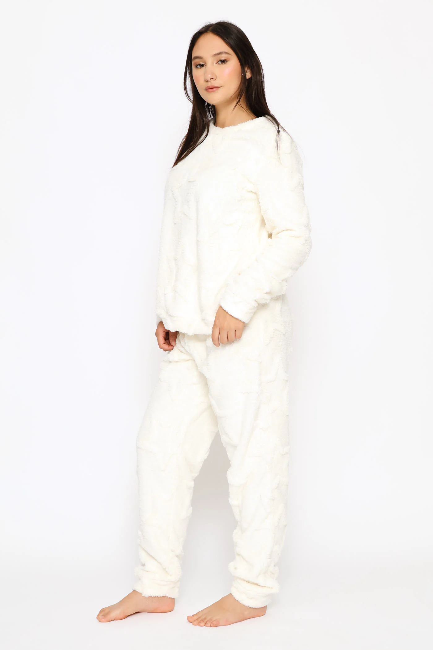Long Sleeve Stars Cosy Top & Jogger Set - Cream - Image 4