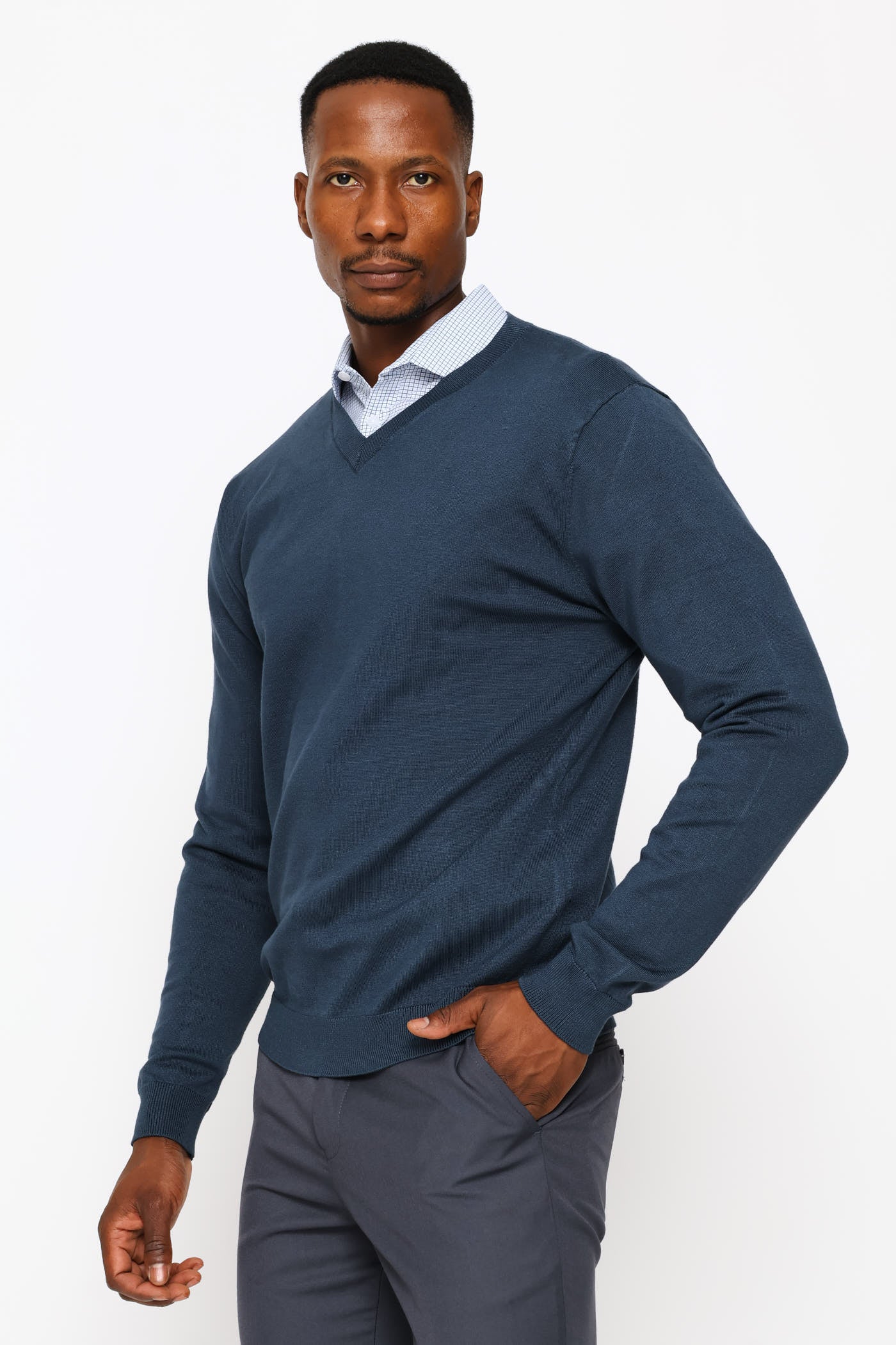 Long Sleeve V-Neck Pullover - Petrol - Image 3