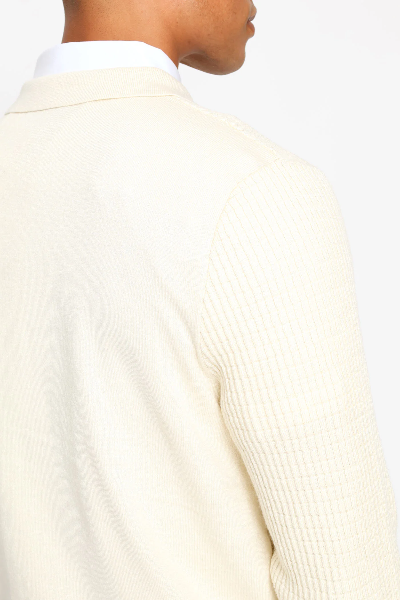 Long Sleeve Waffle Weave Quarter Zip Pullover - Ecru - Image 5