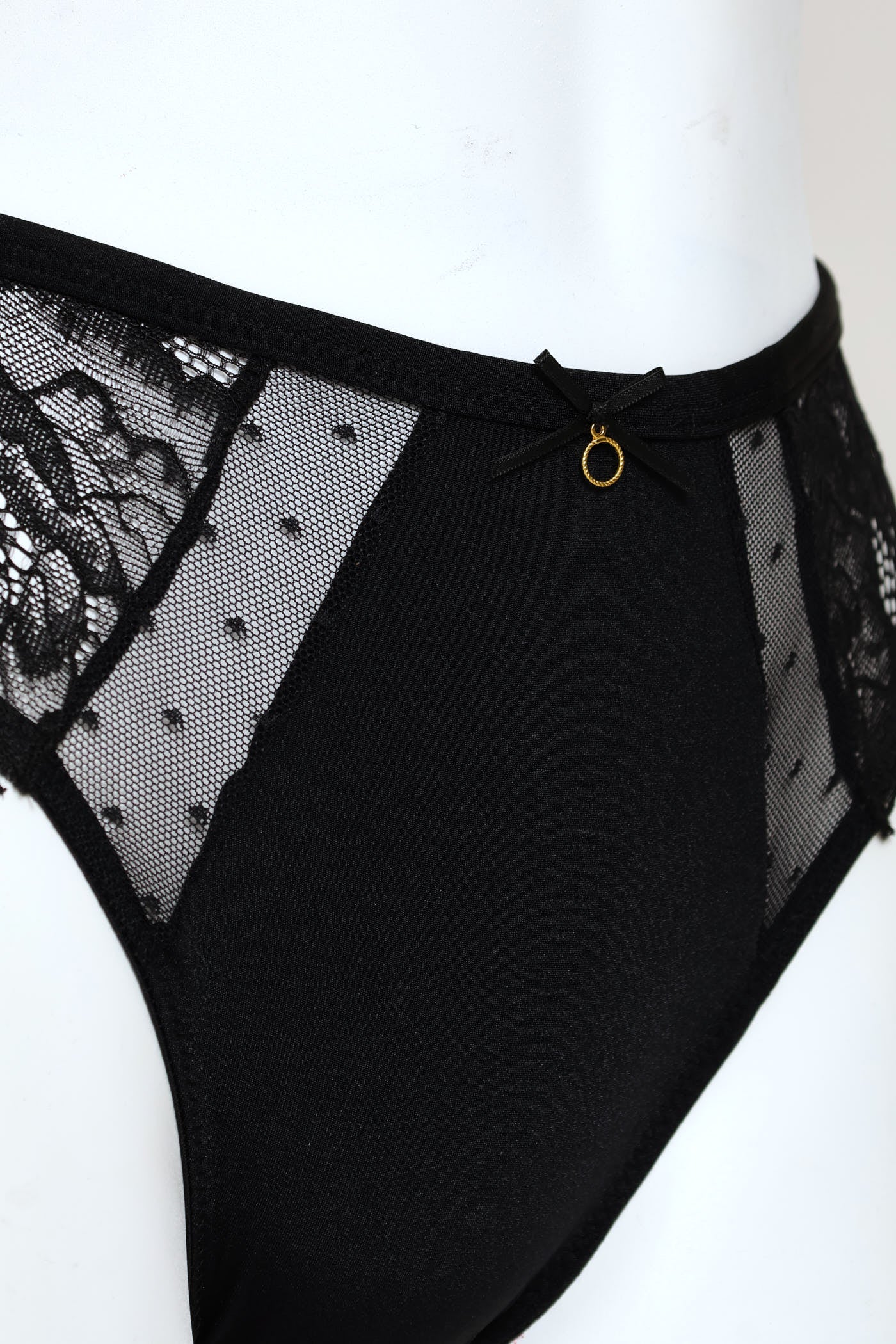 Microfibre Lace Bikini Panty - Black - Image 3