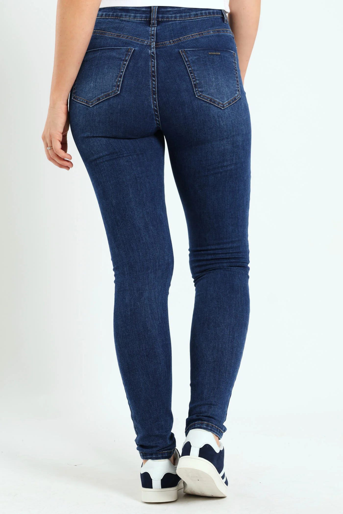 Mid-Waist Skinny Denim Jeans - Medium Wash - Image 10