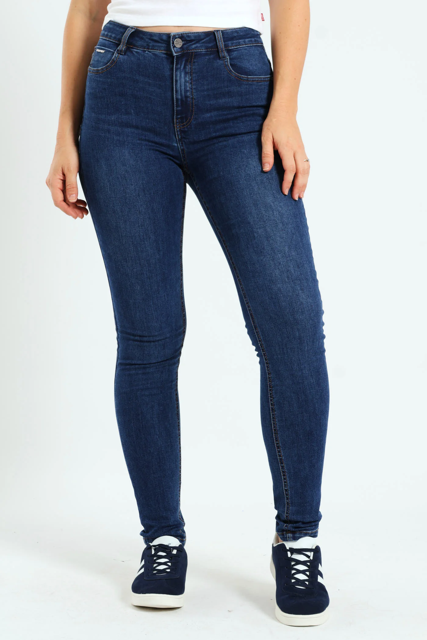 Mid-Waist Skinny Denim Jeans - Medium Wash - Image 8