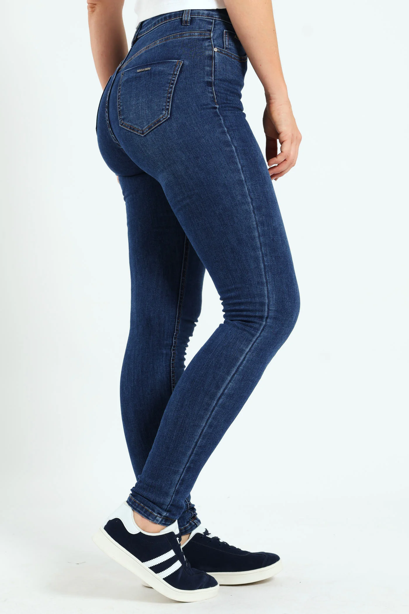 Mid-Waist Skinny Denim Jeans - Medium Wash - Image 9
