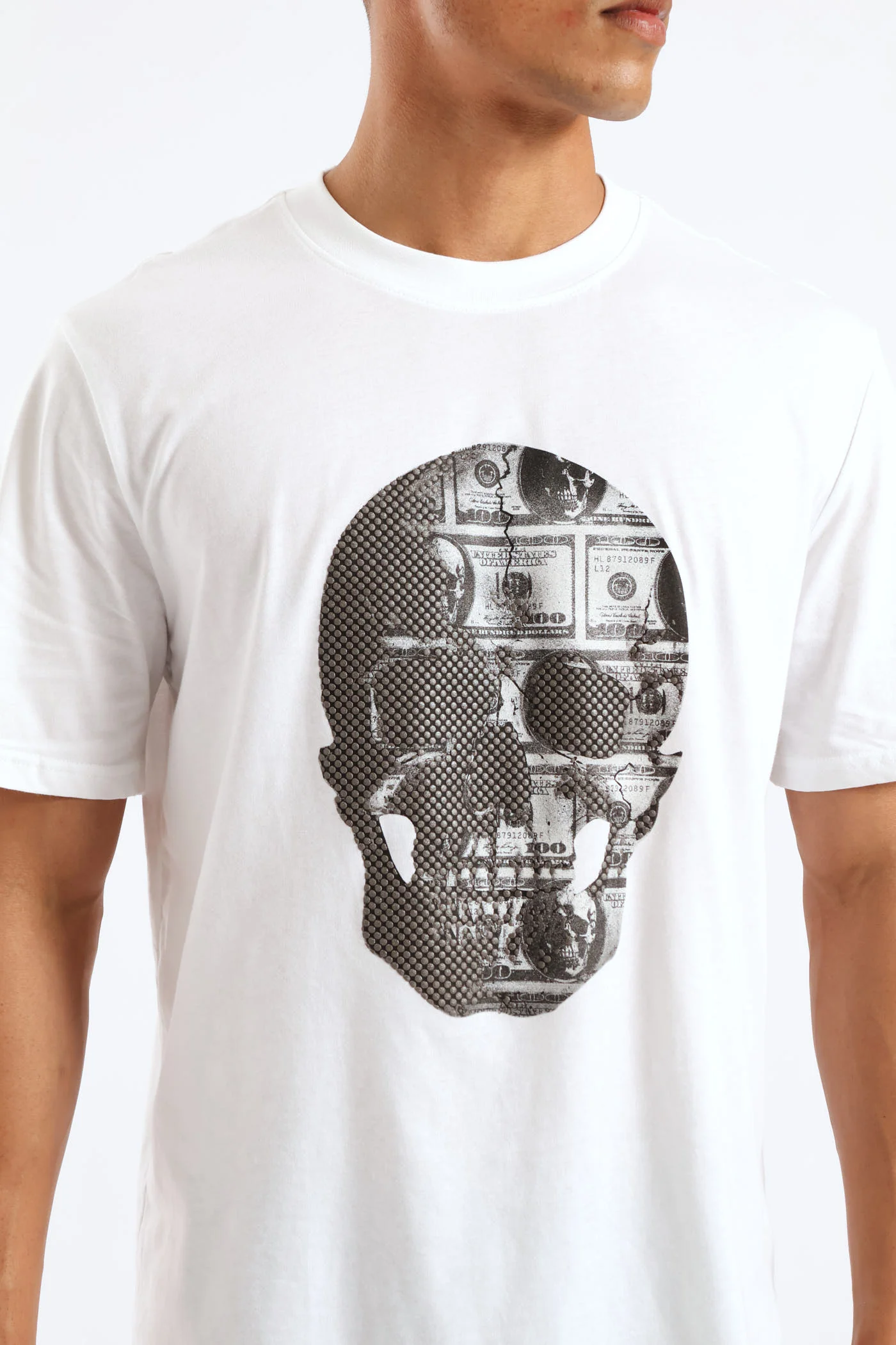 Money Skull Print Tee - White - Image 2