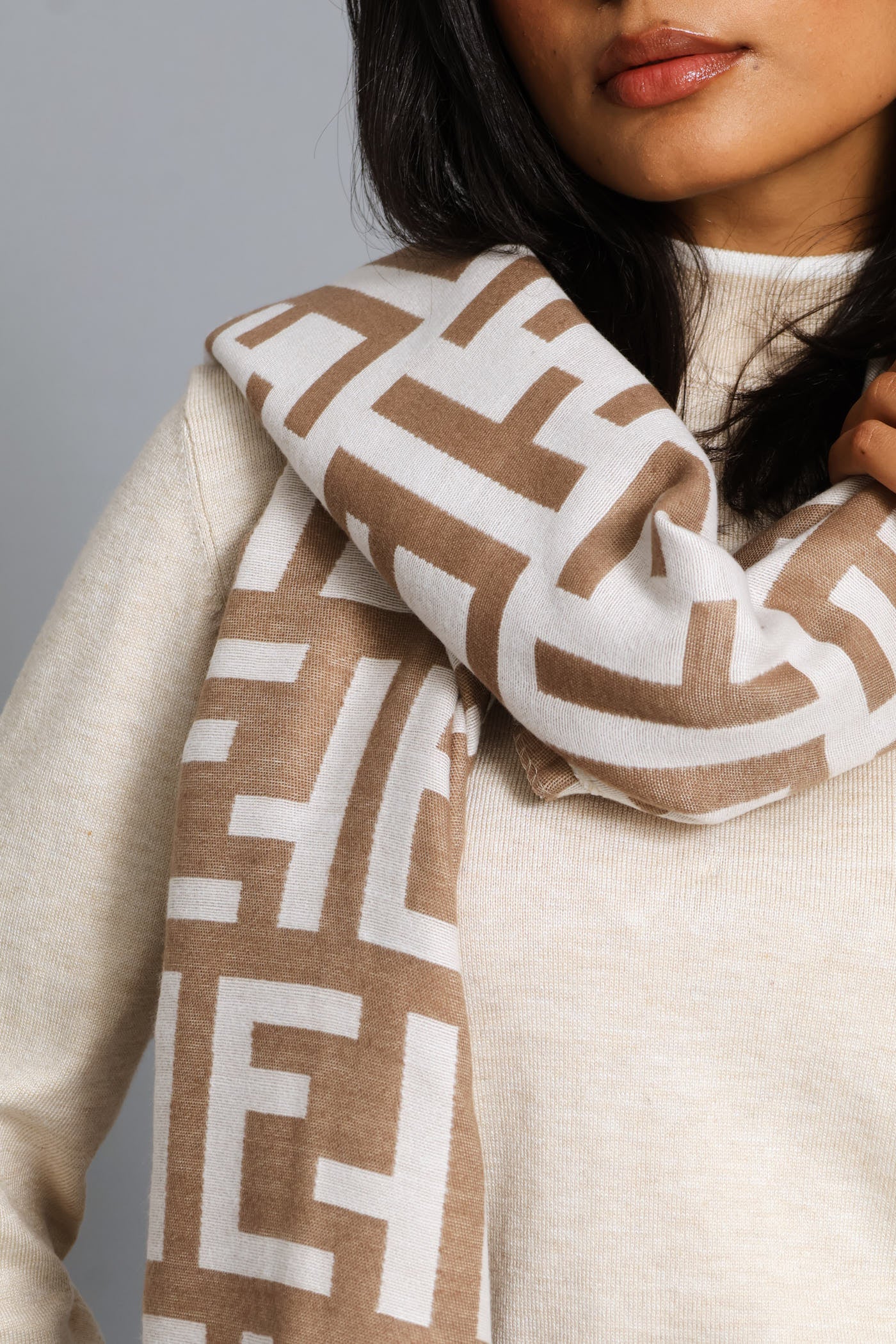 Monogram Scarf - Cream/Stone - Image 2