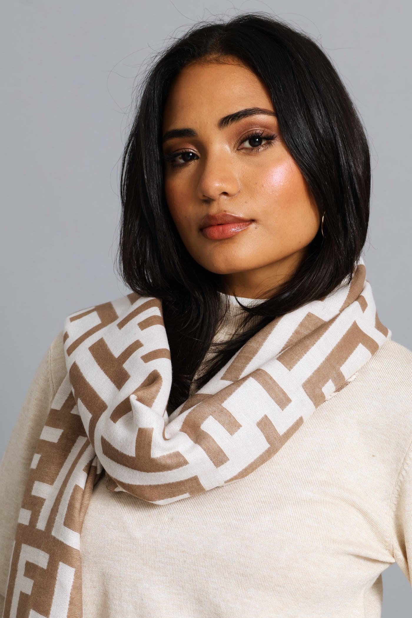 Monogram Scarf - Cream/Stone - Image 4