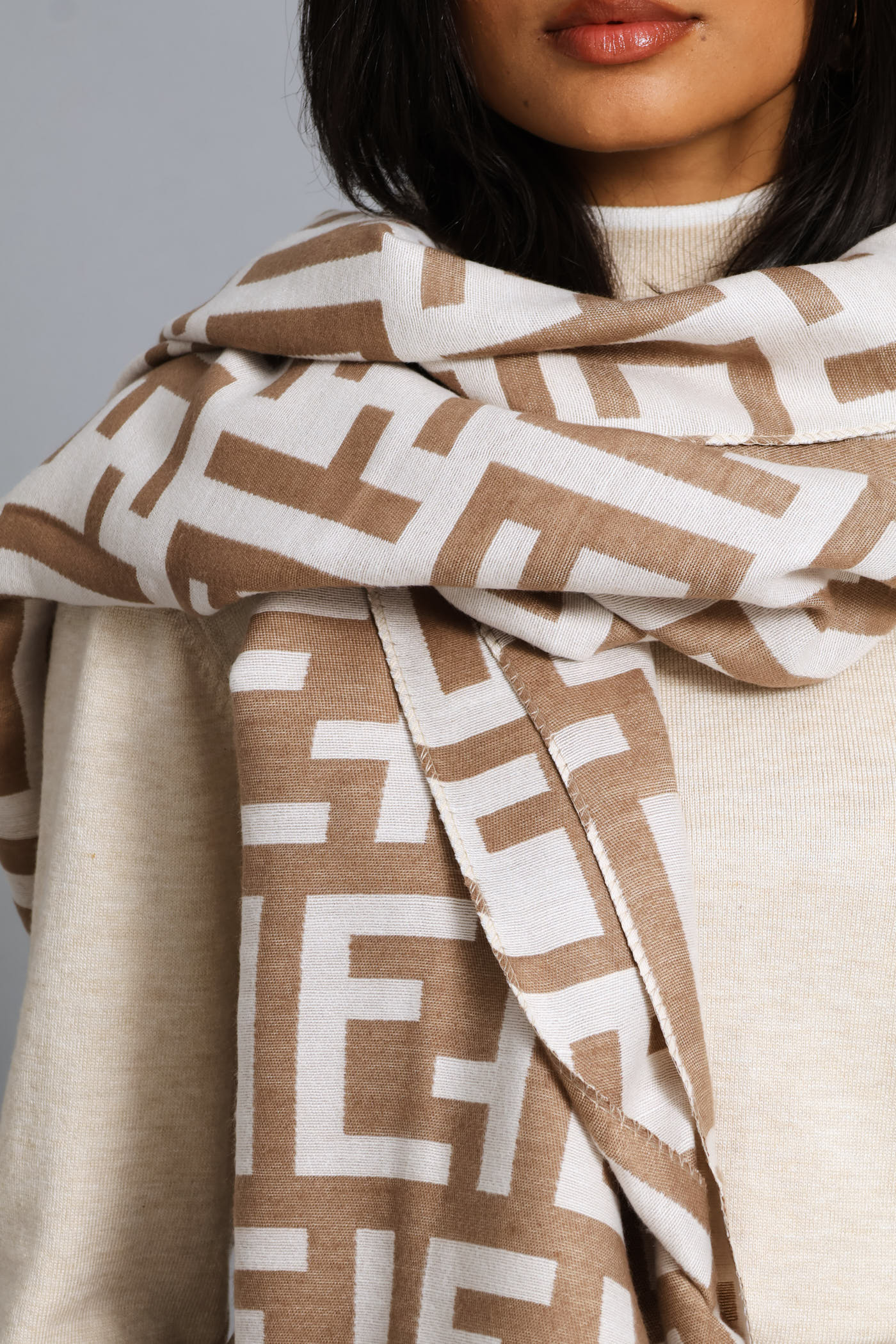 Monogram Scarf - Cream/Stone - Image 5