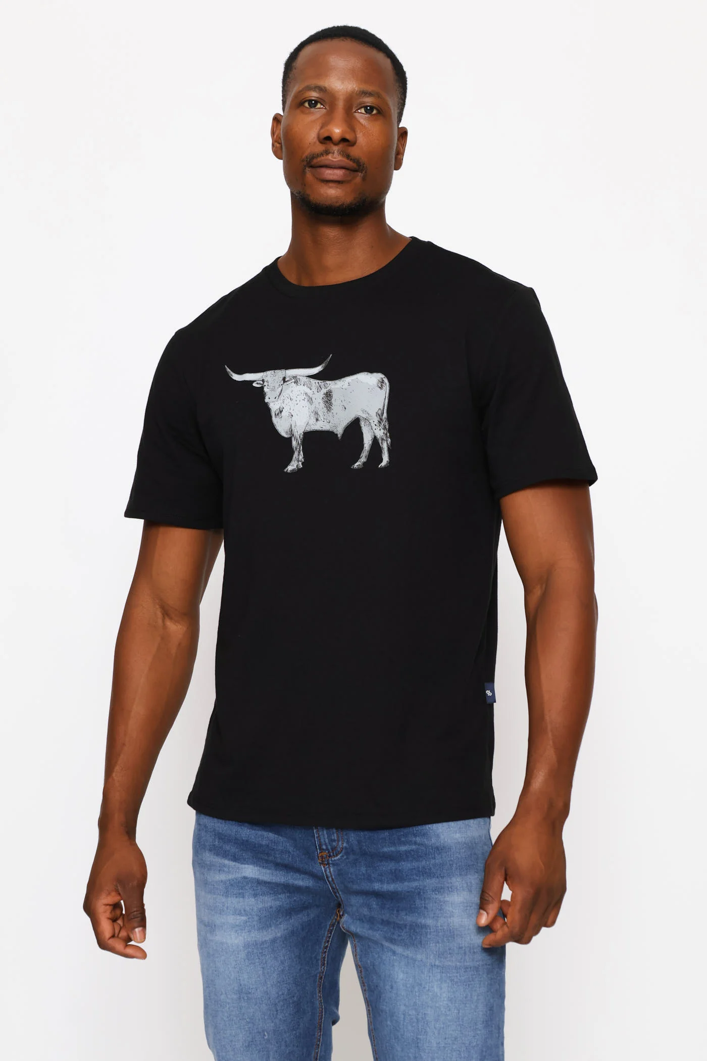 Nguni Steer Tee - Black
