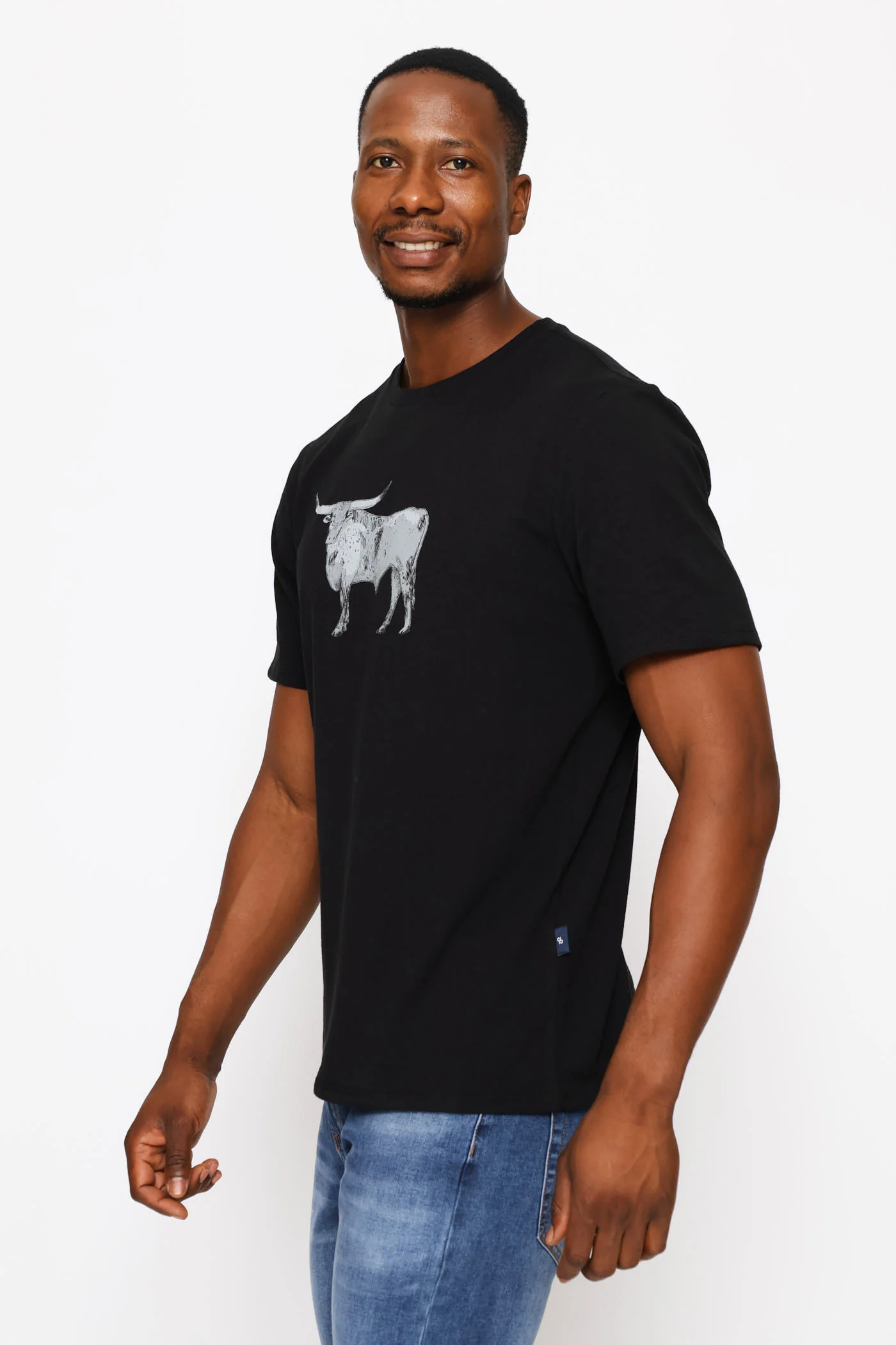 Nguni Steer Tee - Black - Image 3