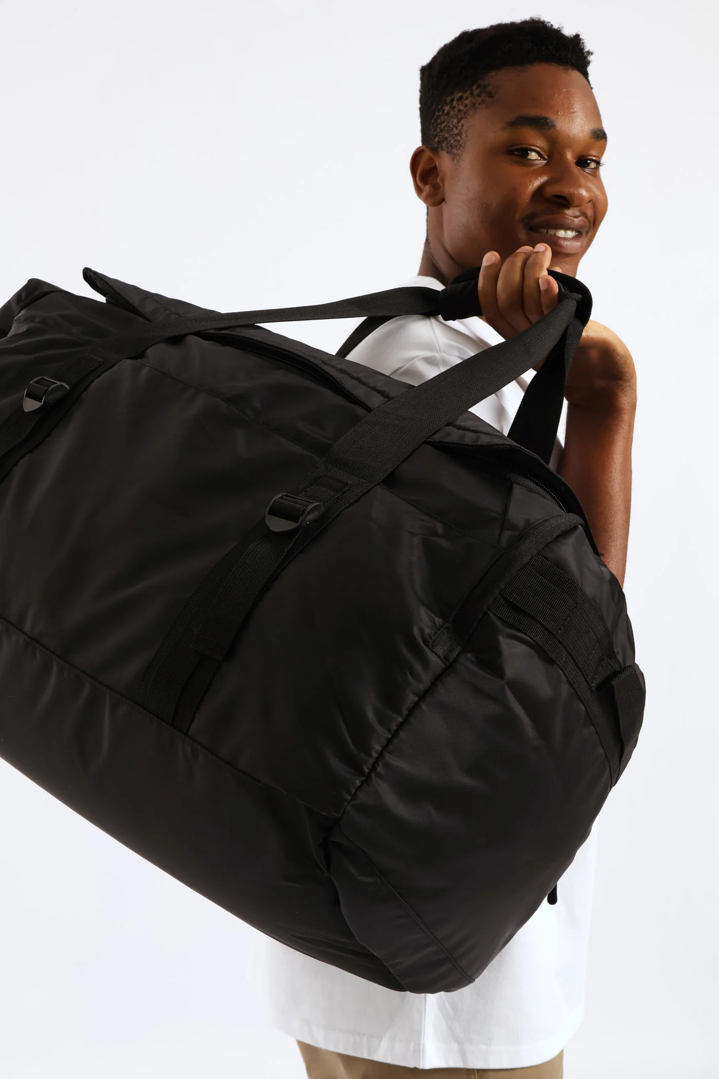 Nylon Holdall Bag - Black - Image 6
