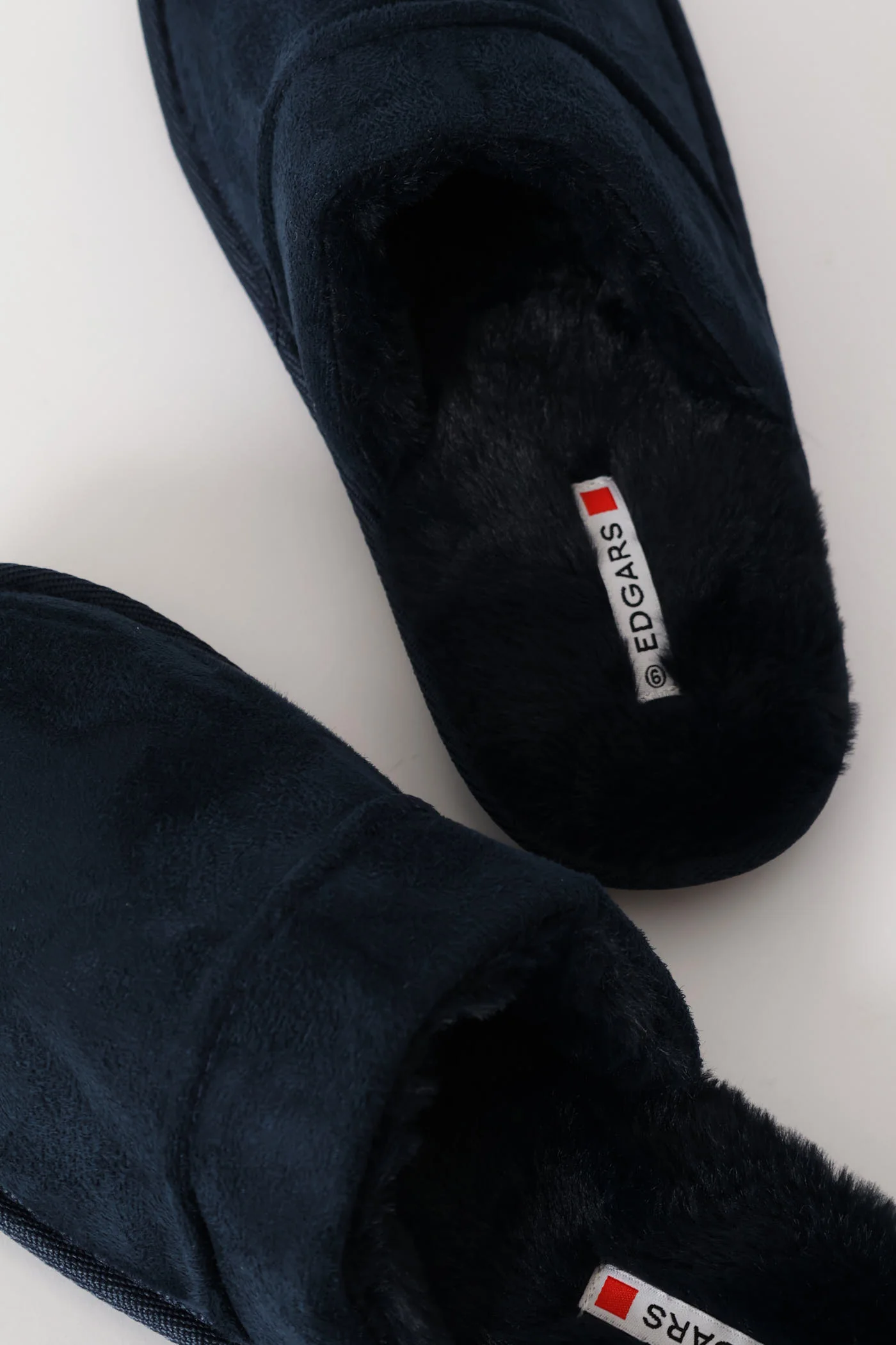 Open Back Plain Upper Slipper With Fluffy Footbed - Navy - Image 2