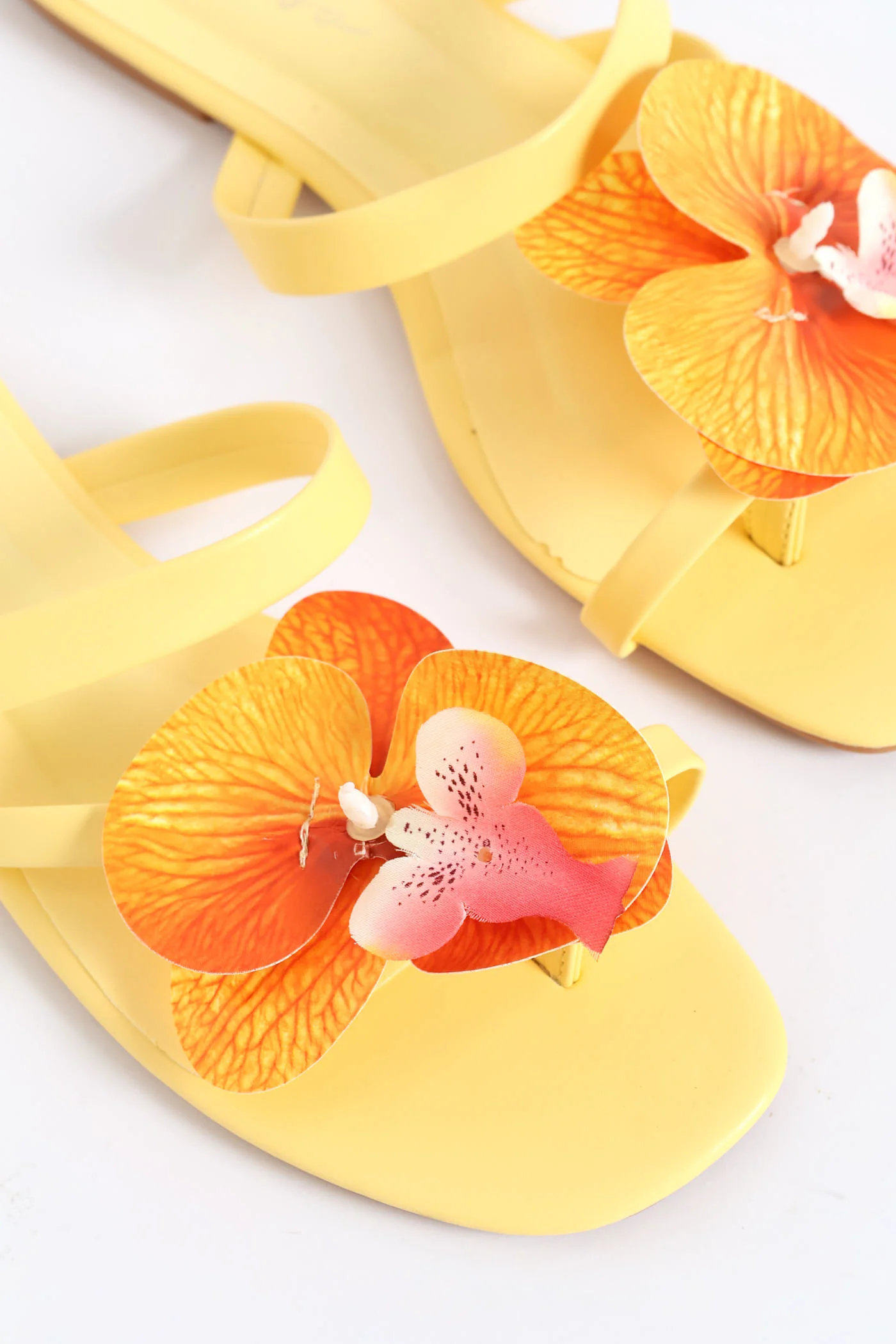 Orchid Flower Toe Post Sandal - Light Yellow - Image 2
