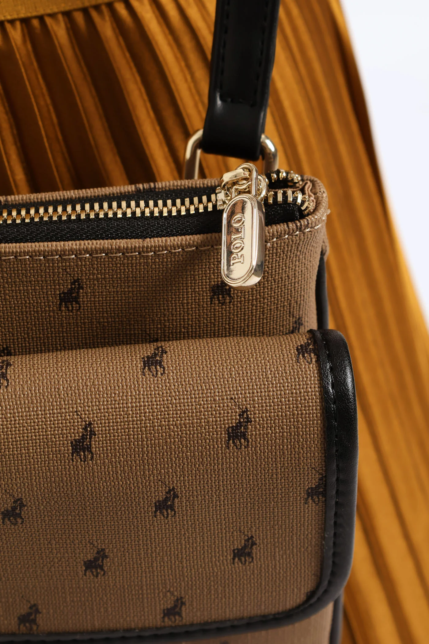 Oxford Double Pocket Sling Bag - Camel - Image 4