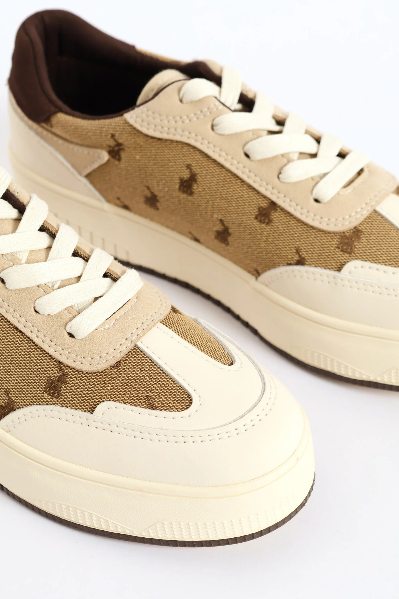 Panelled Jacquard Sneaker - Beige - Image 2