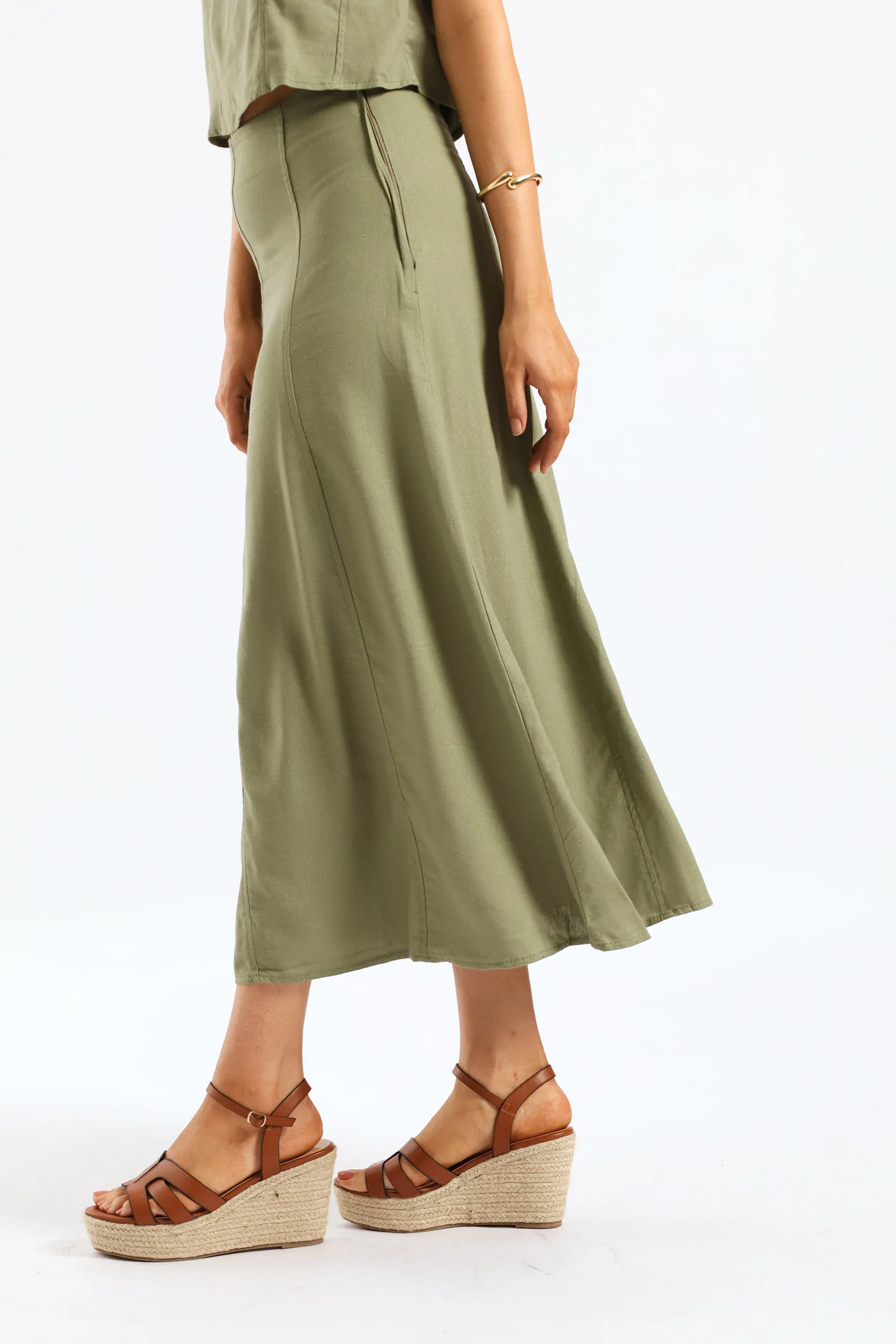 Panelled Flare Midaxi Skirt - Light Fatigue - Image 3