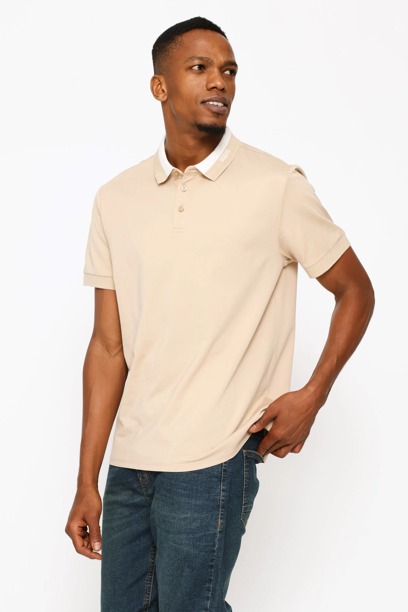 Paul Collar Polo Golfer - Sand - Image 3