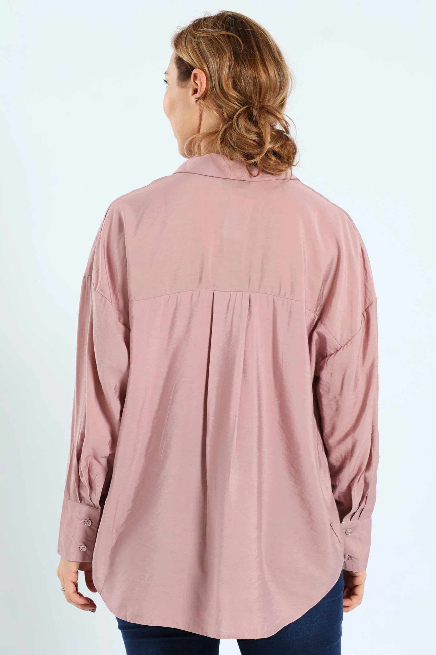 Peach Finish Relaxed Shirt With Cuff Detail - Mauve - Image 3