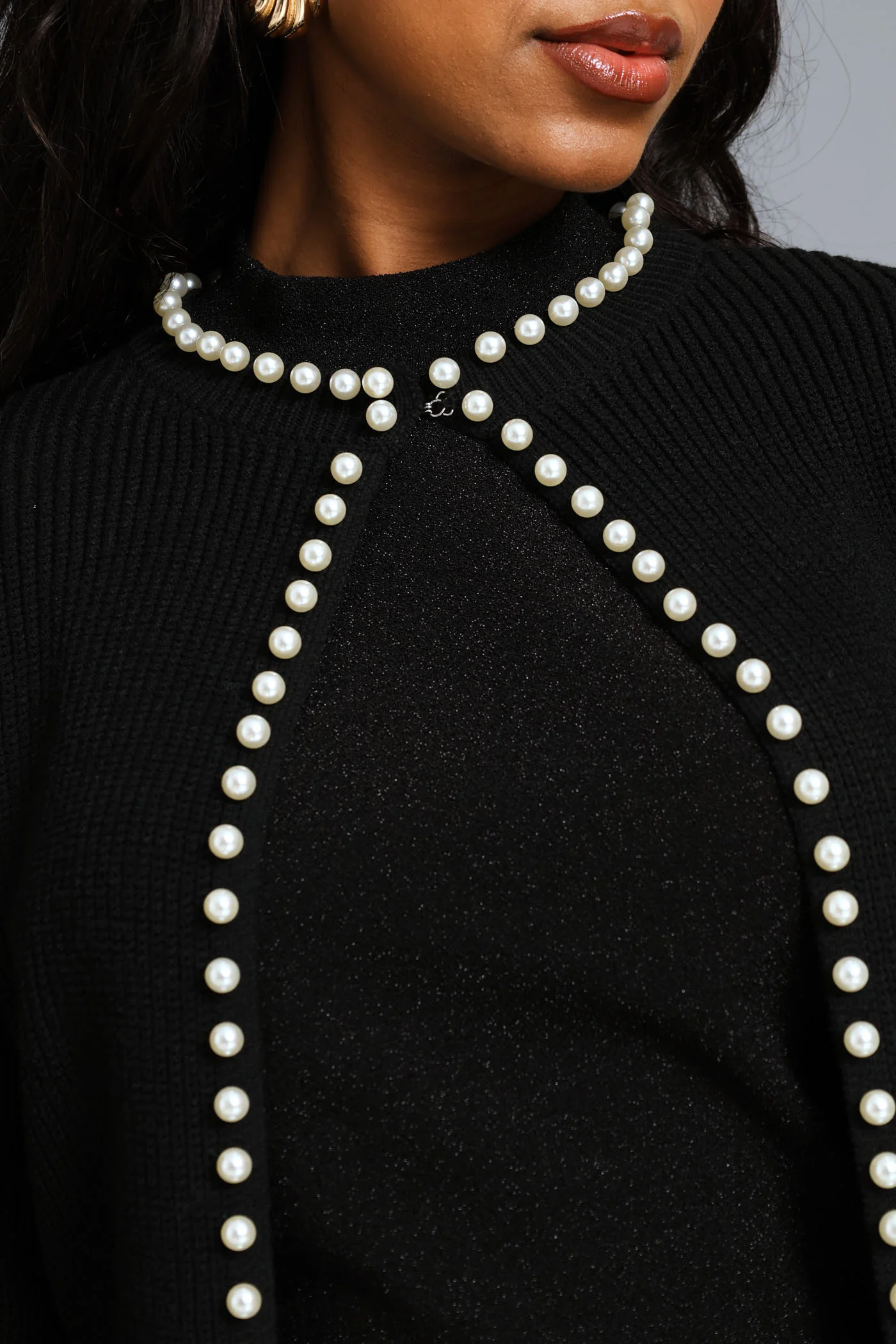 Pearl Edge Cardigan - Black - Image 3